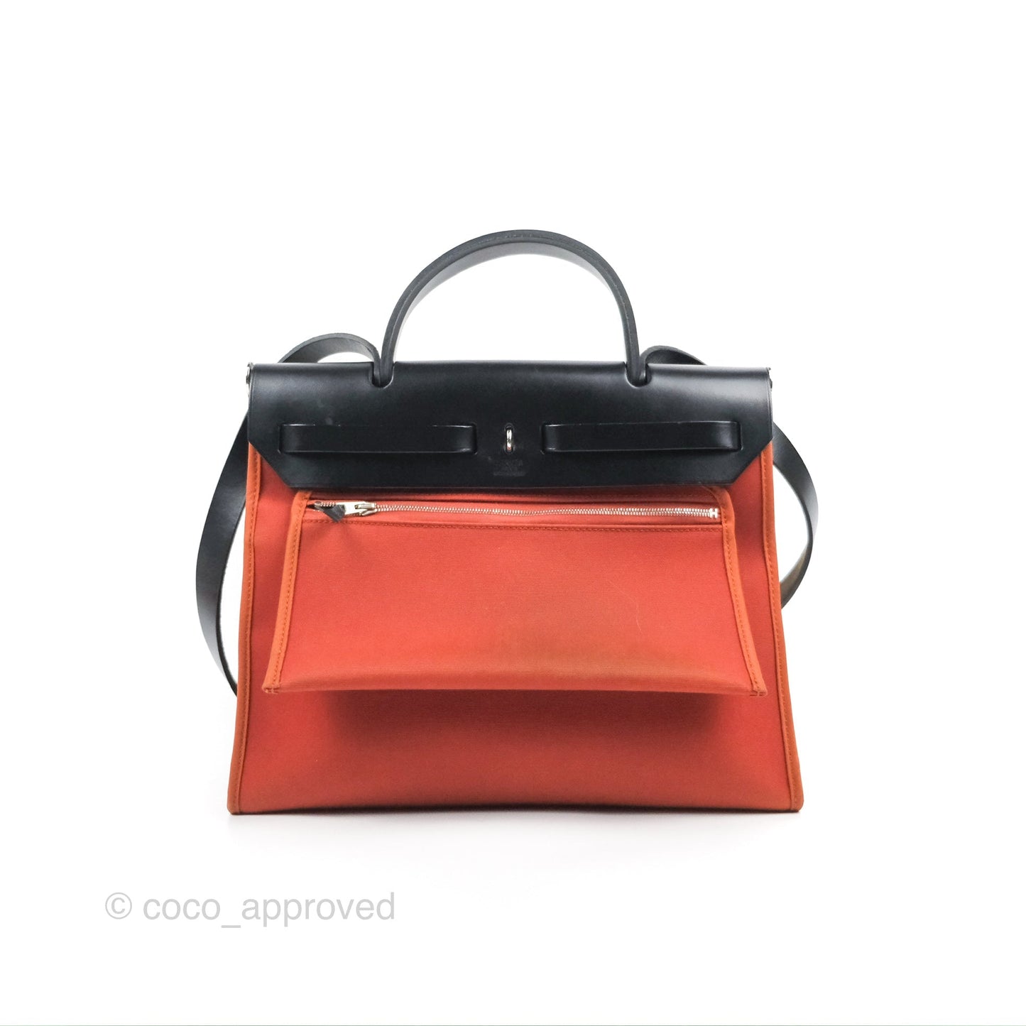 Hermès Herbag Zip 31 Cuivre/Black Canvas Palladium Hardware