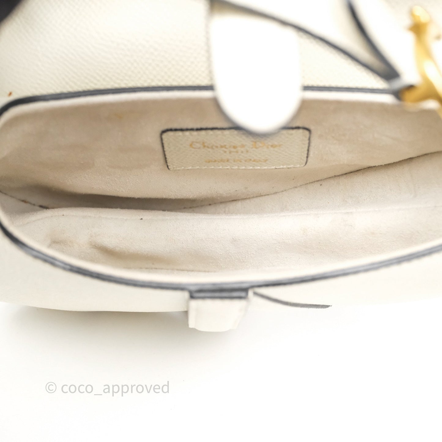 Christian Dior Mini Saddle Bag White Grained Calfskin Gold Hardware