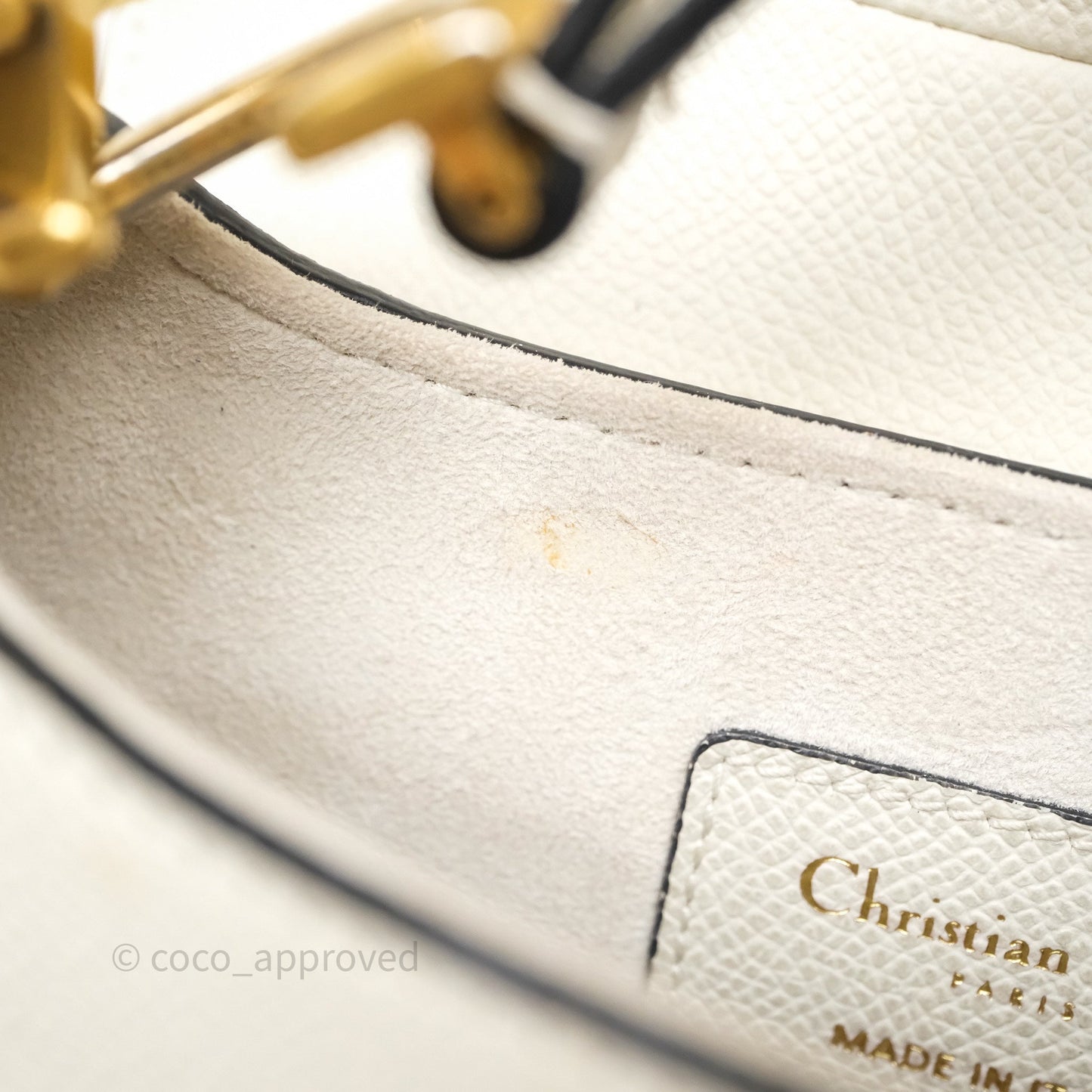 Christian Dior Mini Saddle Bag White Grained Calfskin Gold Hardware