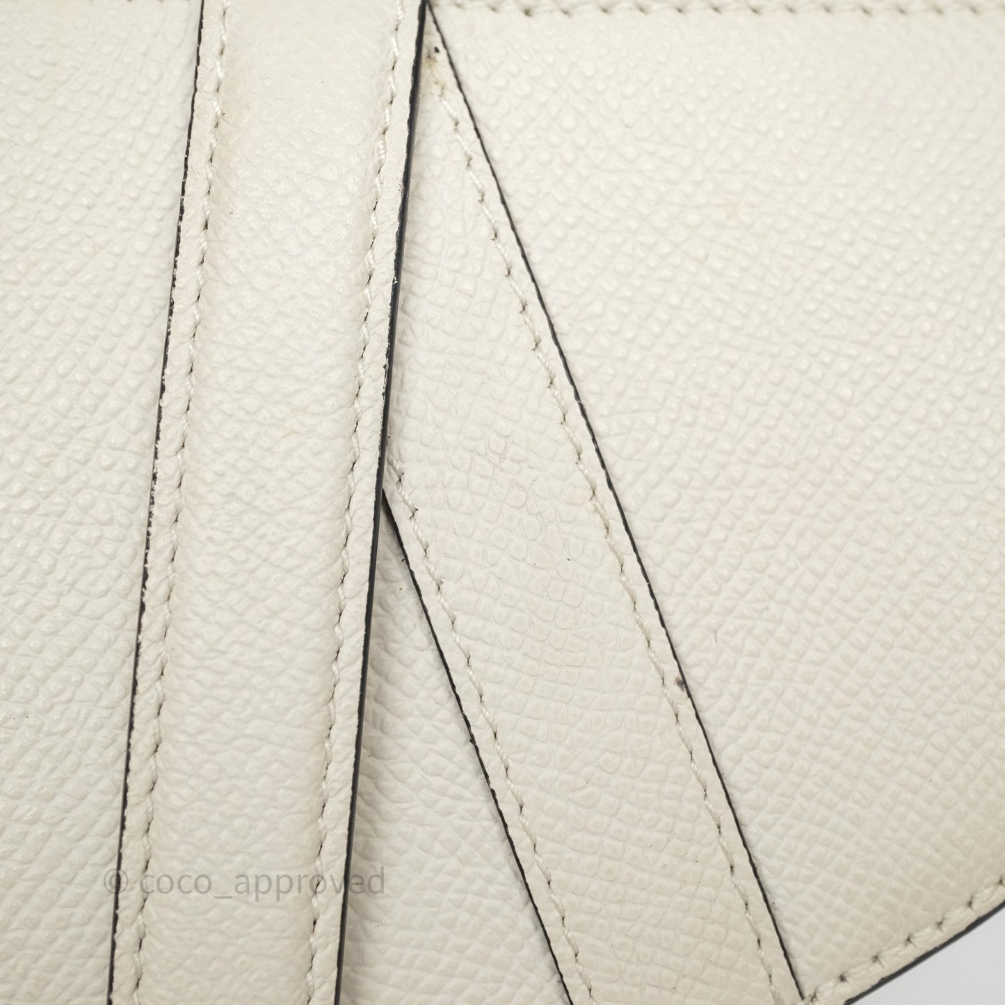 Christian Dior Mini Saddle Bag White Grained Calfskin Gold Hardware
