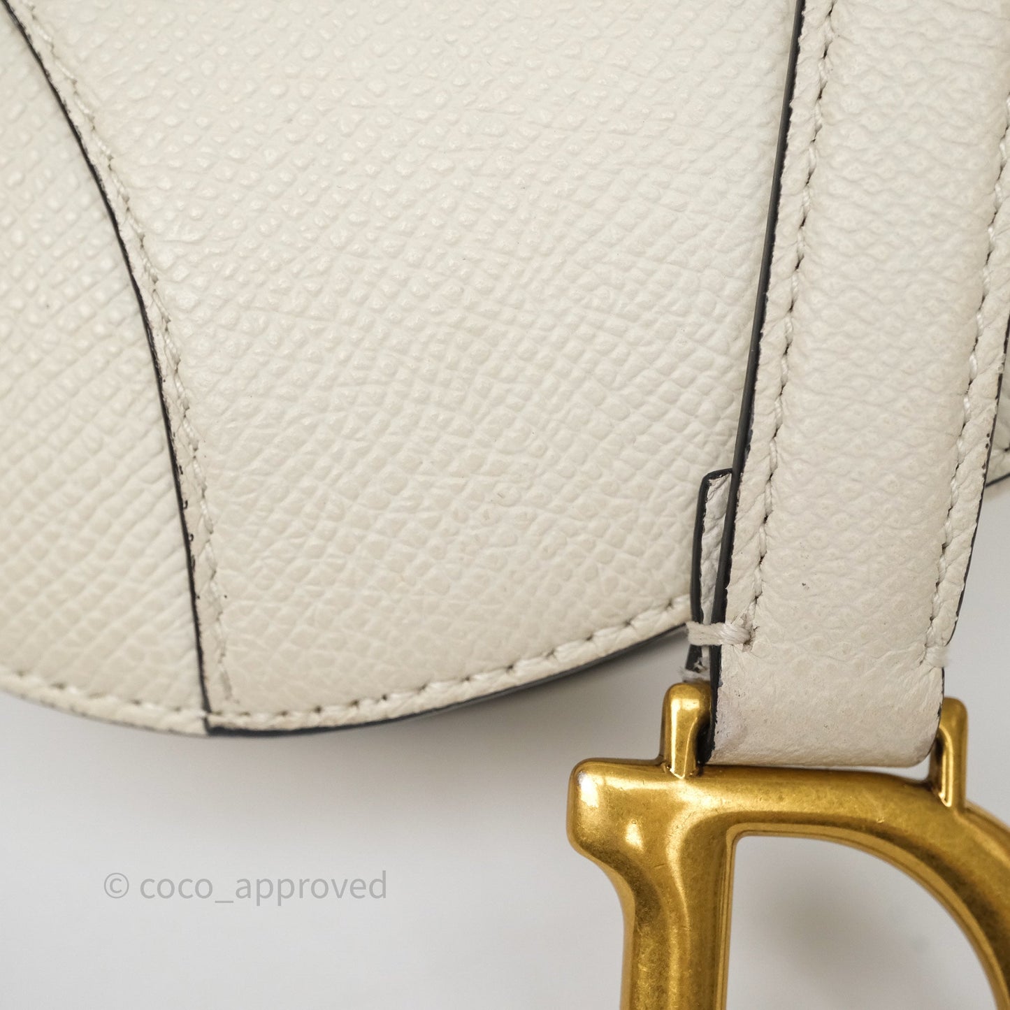 Christian Dior Mini Saddle Bag White Grained Calfskin Gold Hardware
