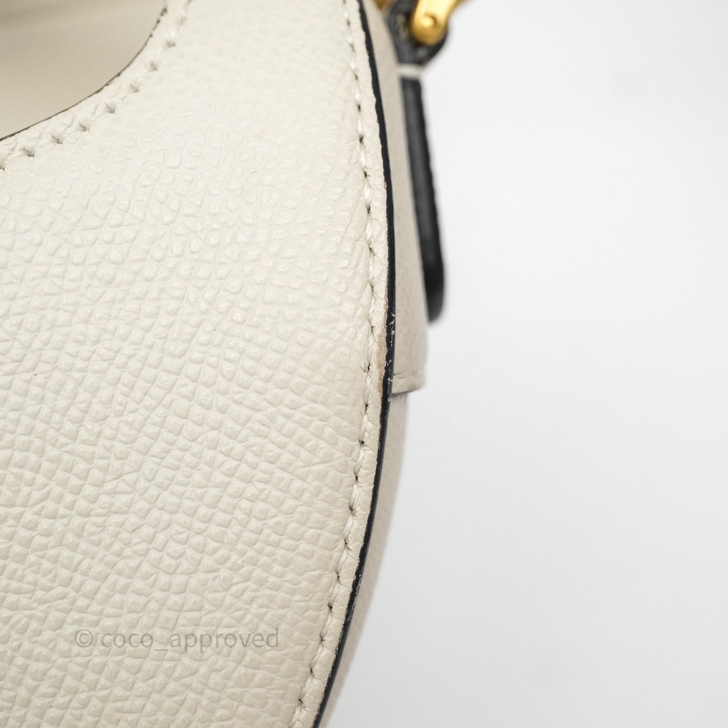 Christian Dior Mini Saddle Bag White Grained Calfskin Gold Hardware