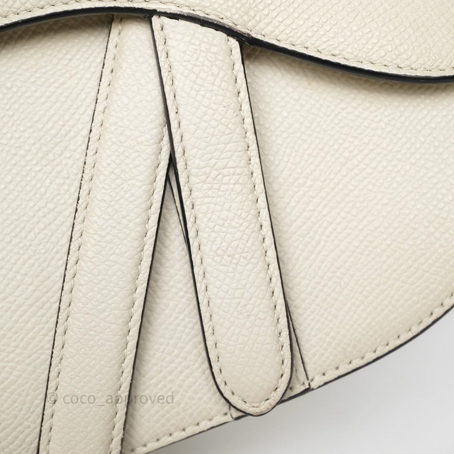 Christian Dior Mini Saddle Bag White Grained Calfskin Gold Hardware