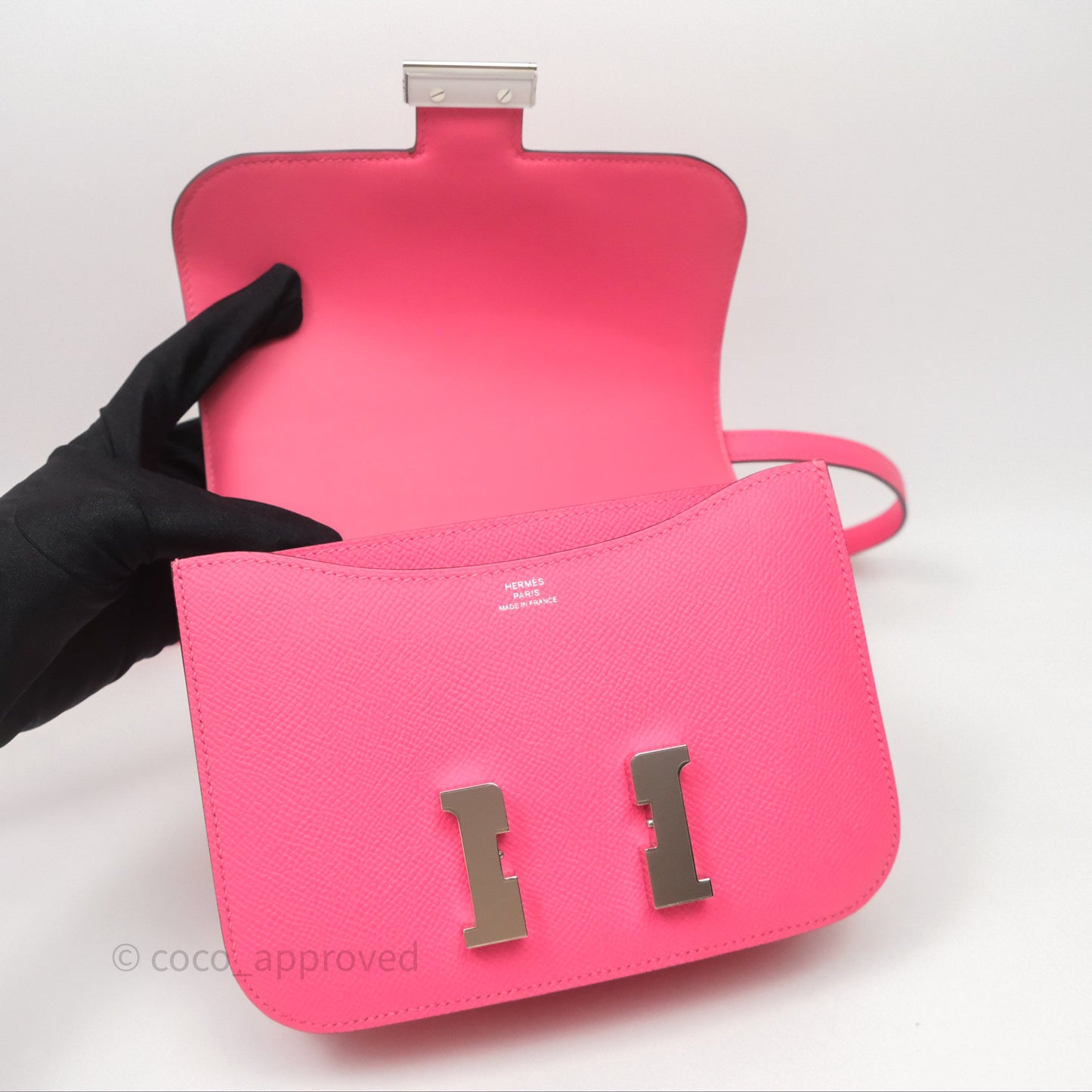 Hermès Mini Constance 18cm Rose Azalee 8W Palladium Hardware