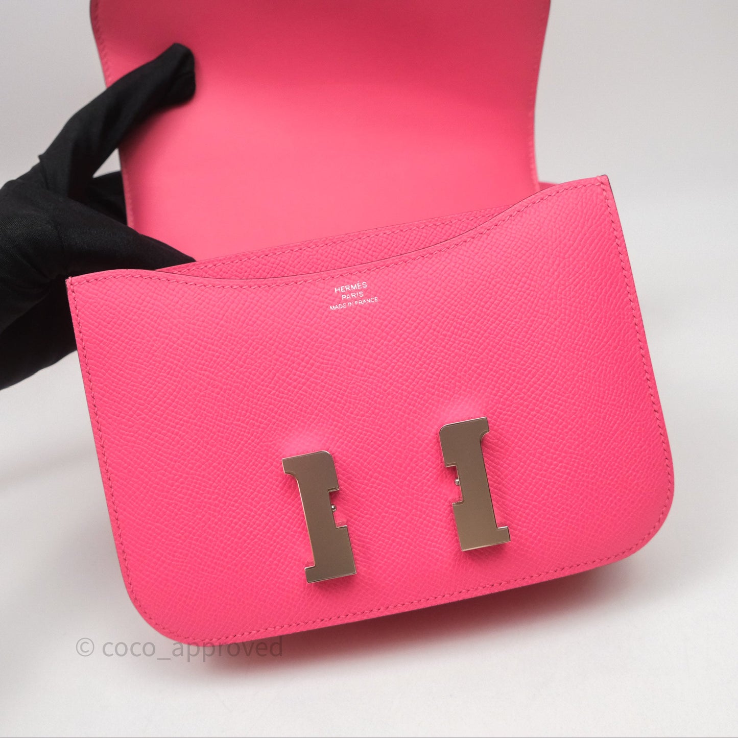 Hermès Mini Constance 18cm Rose Azalee 8W Palladium Hardware