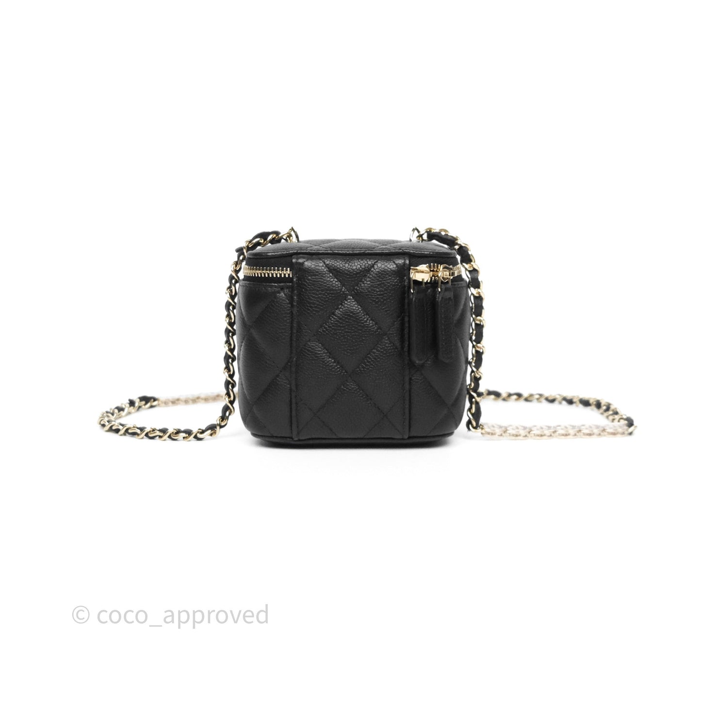 Chanel Mini Vanity With CC Chain Black Caviar Gold Hardware
