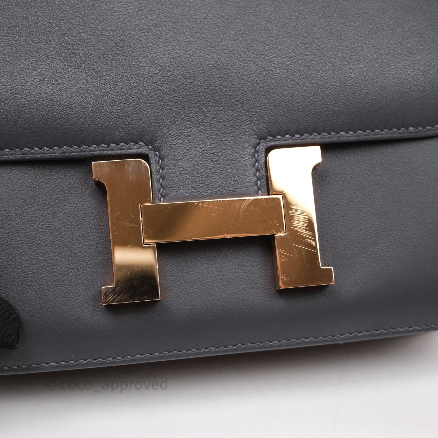 Hermès Mini Constance III Miroir Veau Swift 85 Ardoise Gold Hardware
