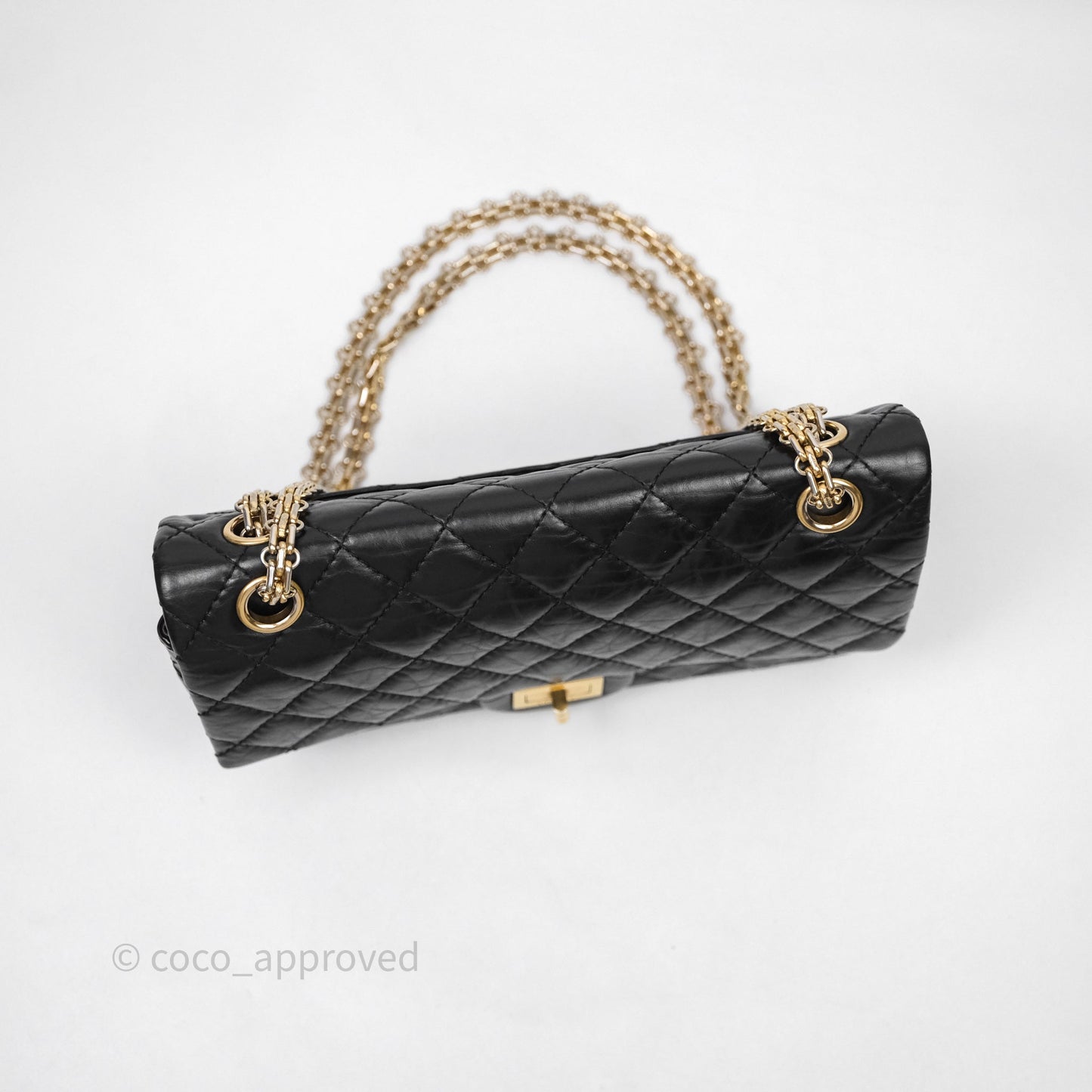 Chanel Reissue 225 Quilted Black Calfskin Aged Gold Hardware