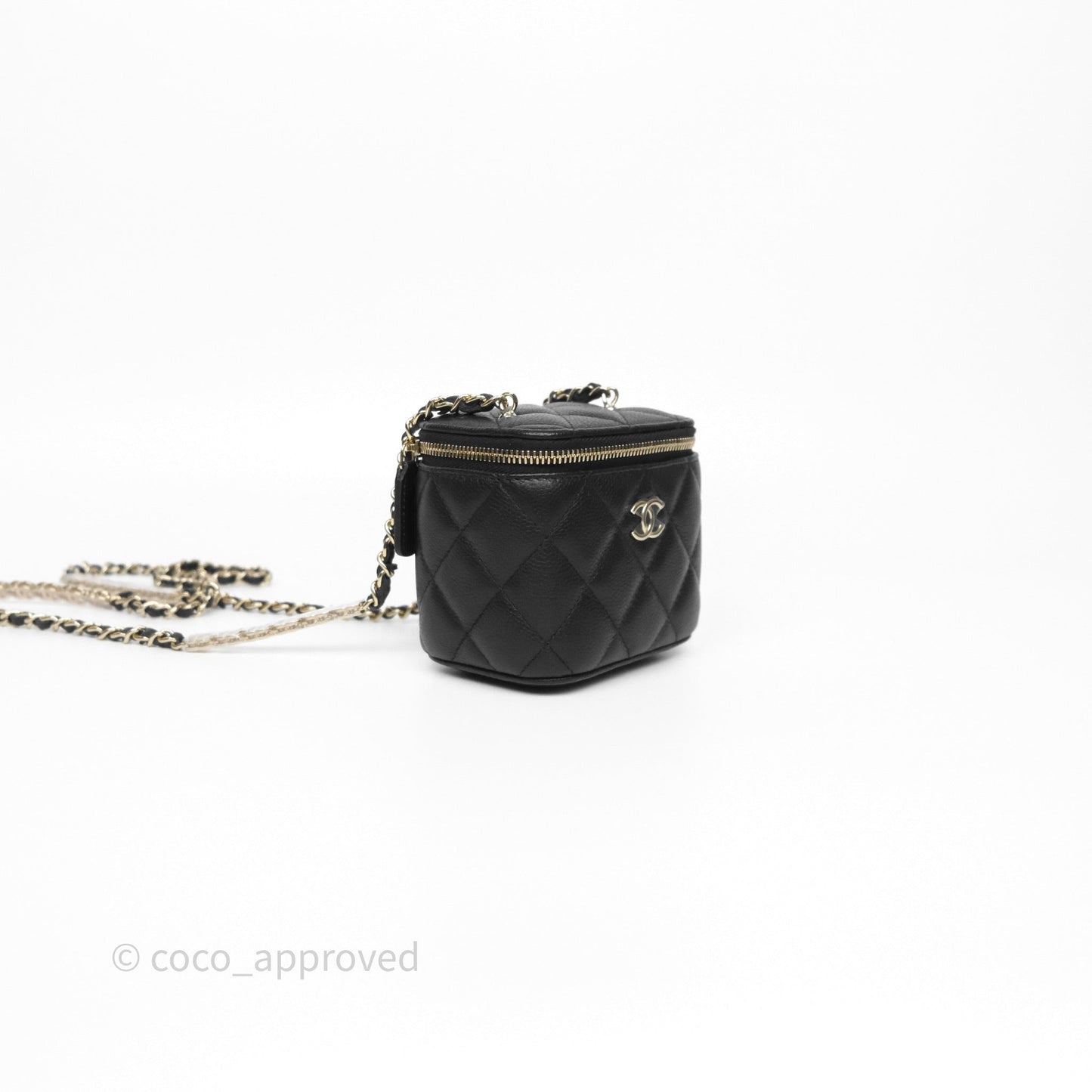 Chanel Mini Vanity With CC Chain Black Caviar Gold Hardware