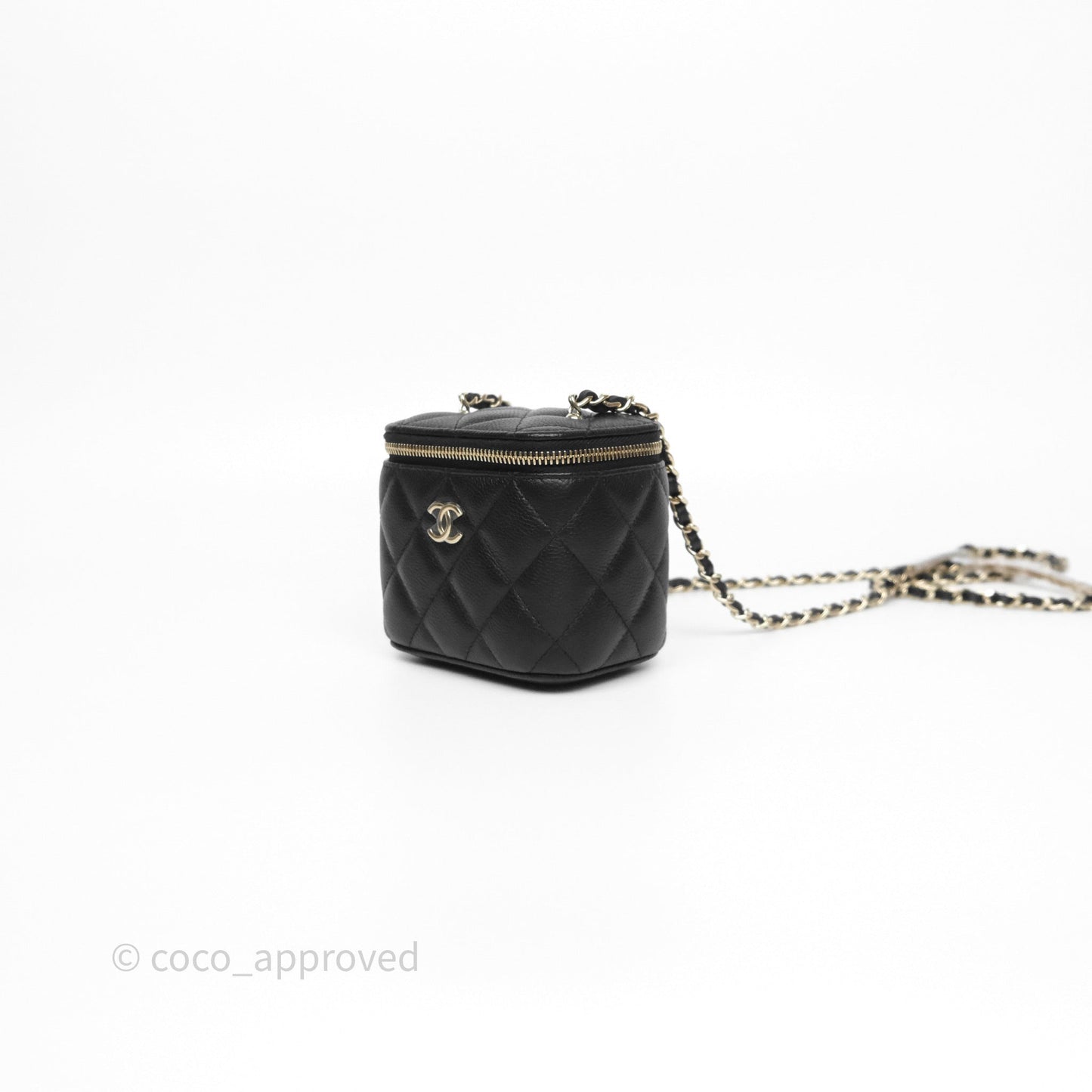 Chanel Mini Vanity With CC Chain Black Caviar Gold Hardware
