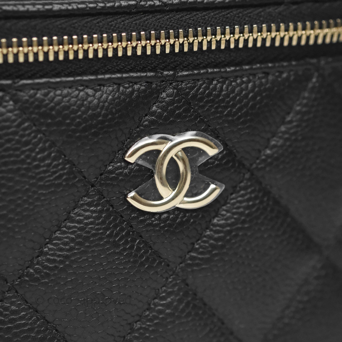 Chanel Mini Vanity With CC Chain Black Caviar Gold Hardware