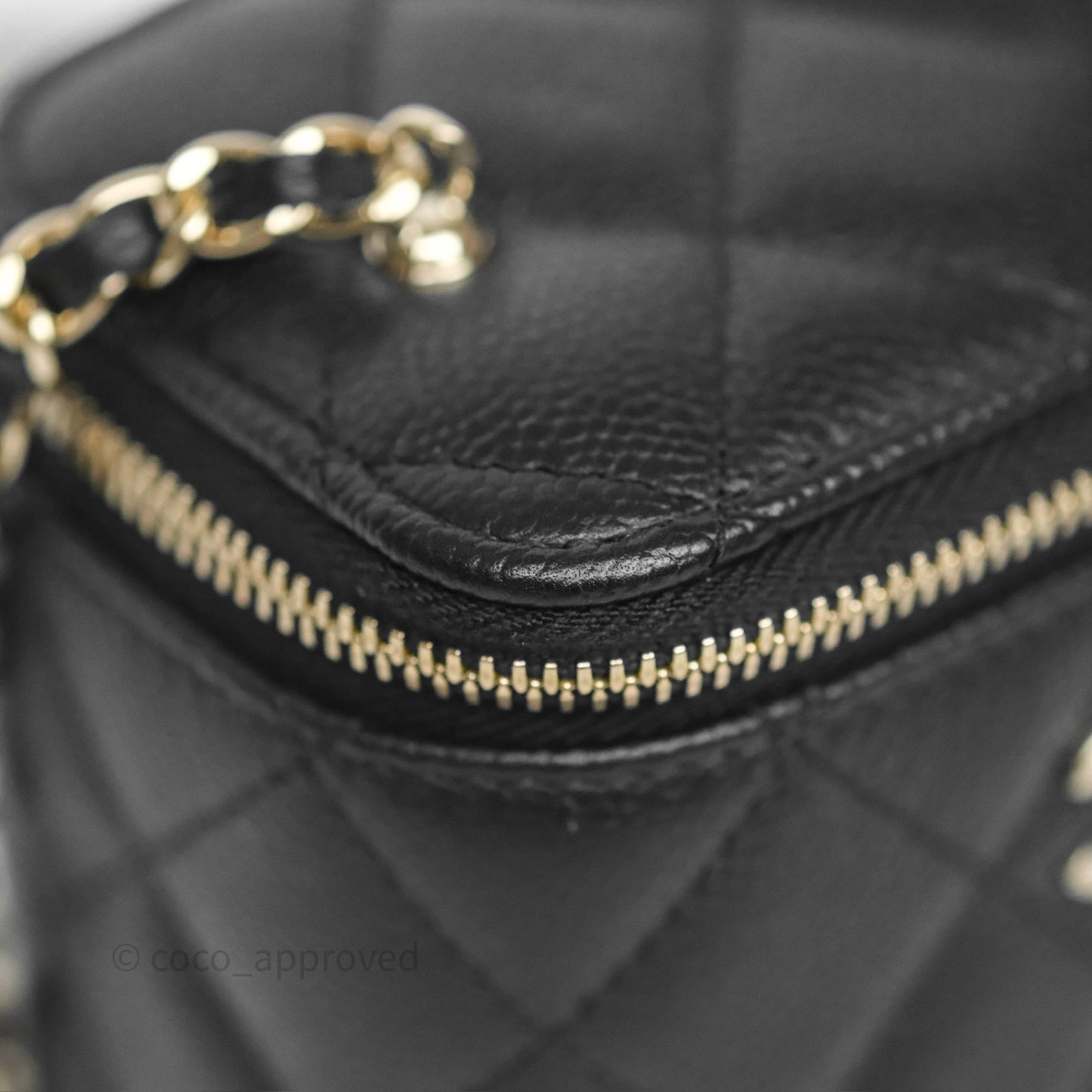 Chanel Mini Vanity With CC Chain Black Caviar Gold Hardware