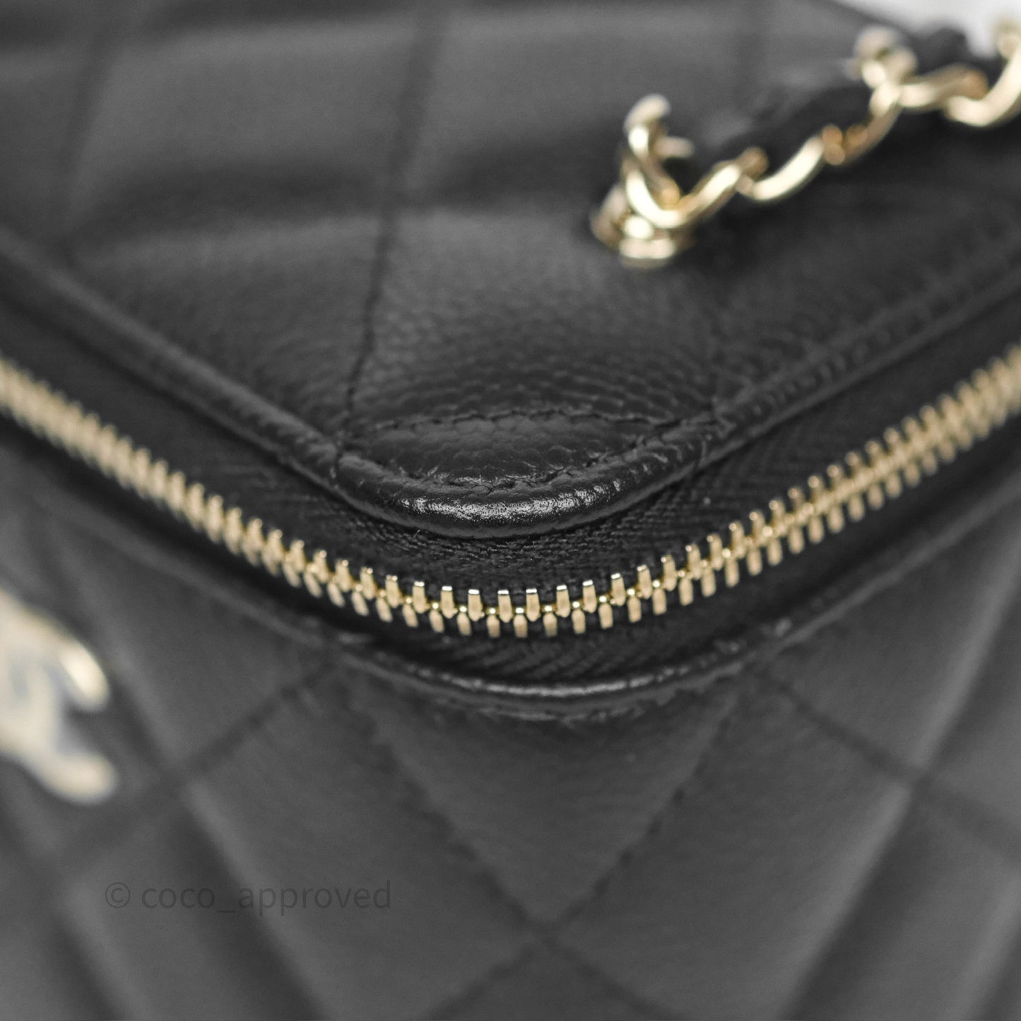 Chanel Mini Vanity With CC Chain Black Caviar Gold Hardware