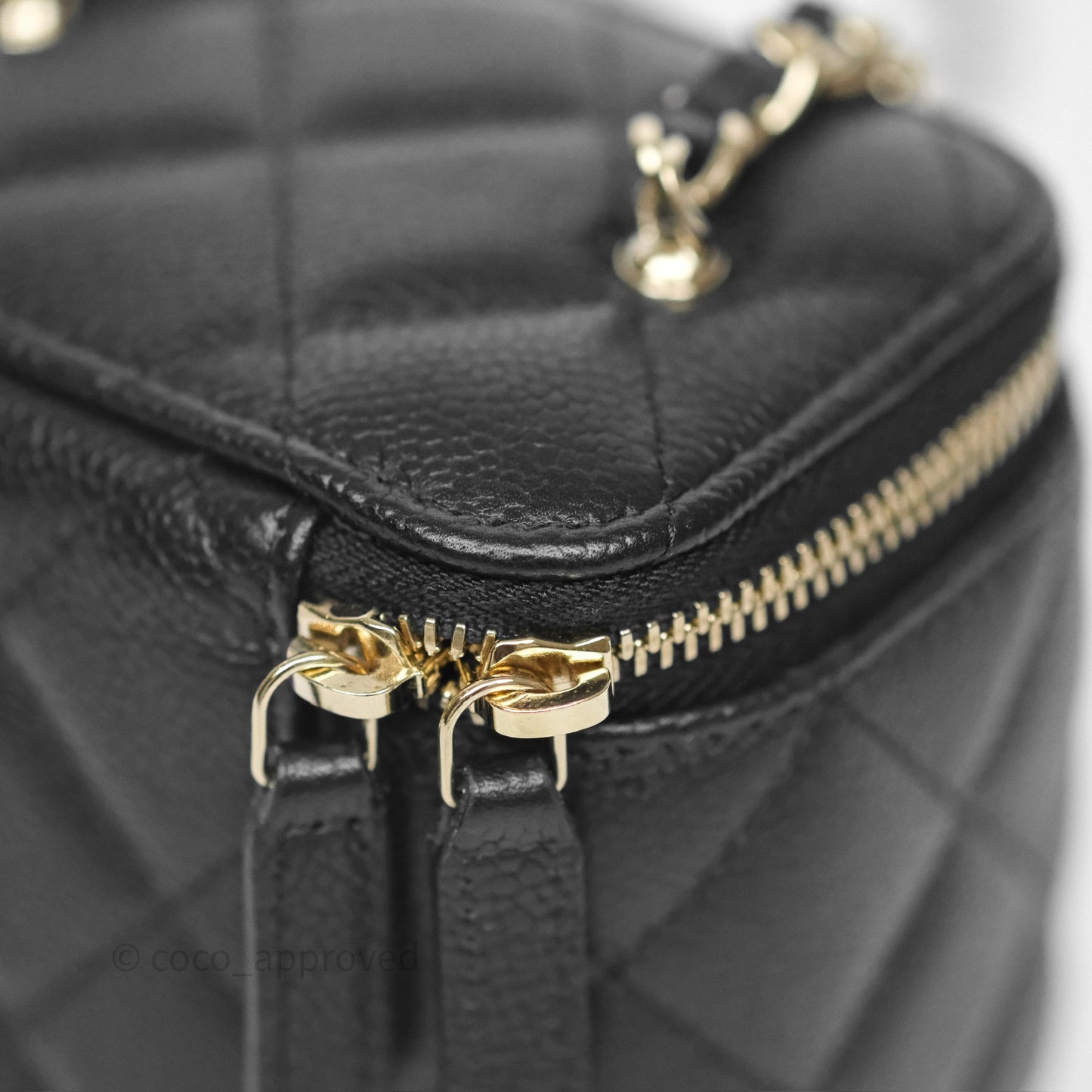 Chanel Mini Vanity With CC Chain Black Caviar Gold Hardware
