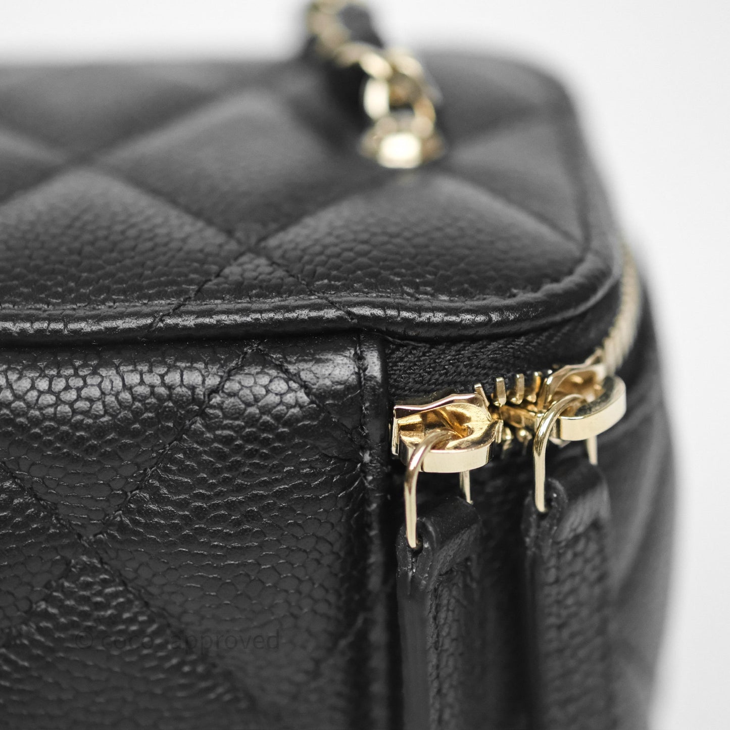 Chanel Mini Vanity With CC Chain Black Caviar Gold Hardware