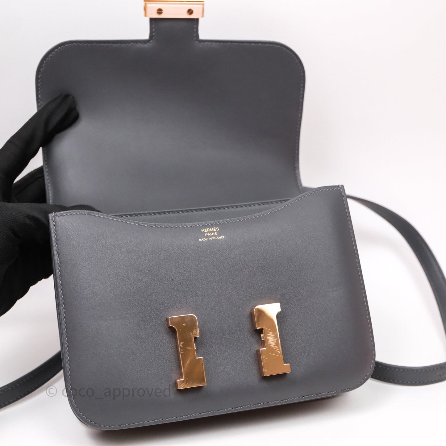 Hermès Mini Constance III Miroir Veau Swift 85 Ardoise Gold Hardware