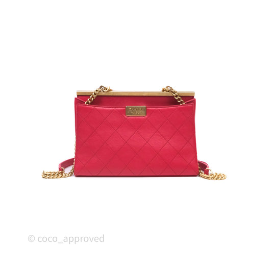 Chanel Small Coco Luxe Flap Bag Red Calfskin Aged Gold Hardware