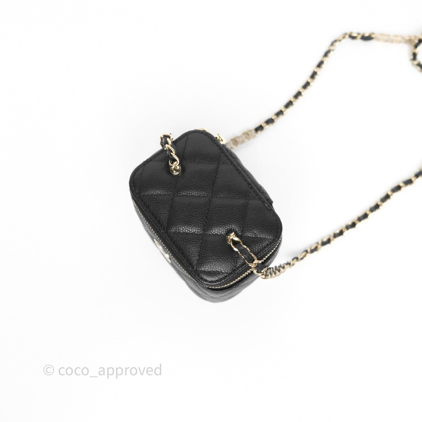 Chanel Mini Vanity With CC Chain Black Caviar Gold Hardware