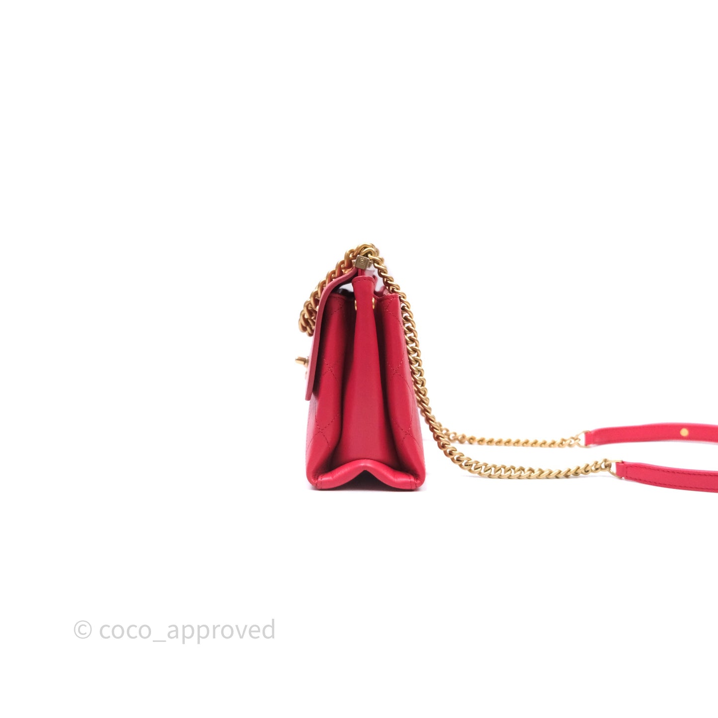 Chanel Small Coco Luxe Flap Bag Red Calfskin Aged Gold Hardware