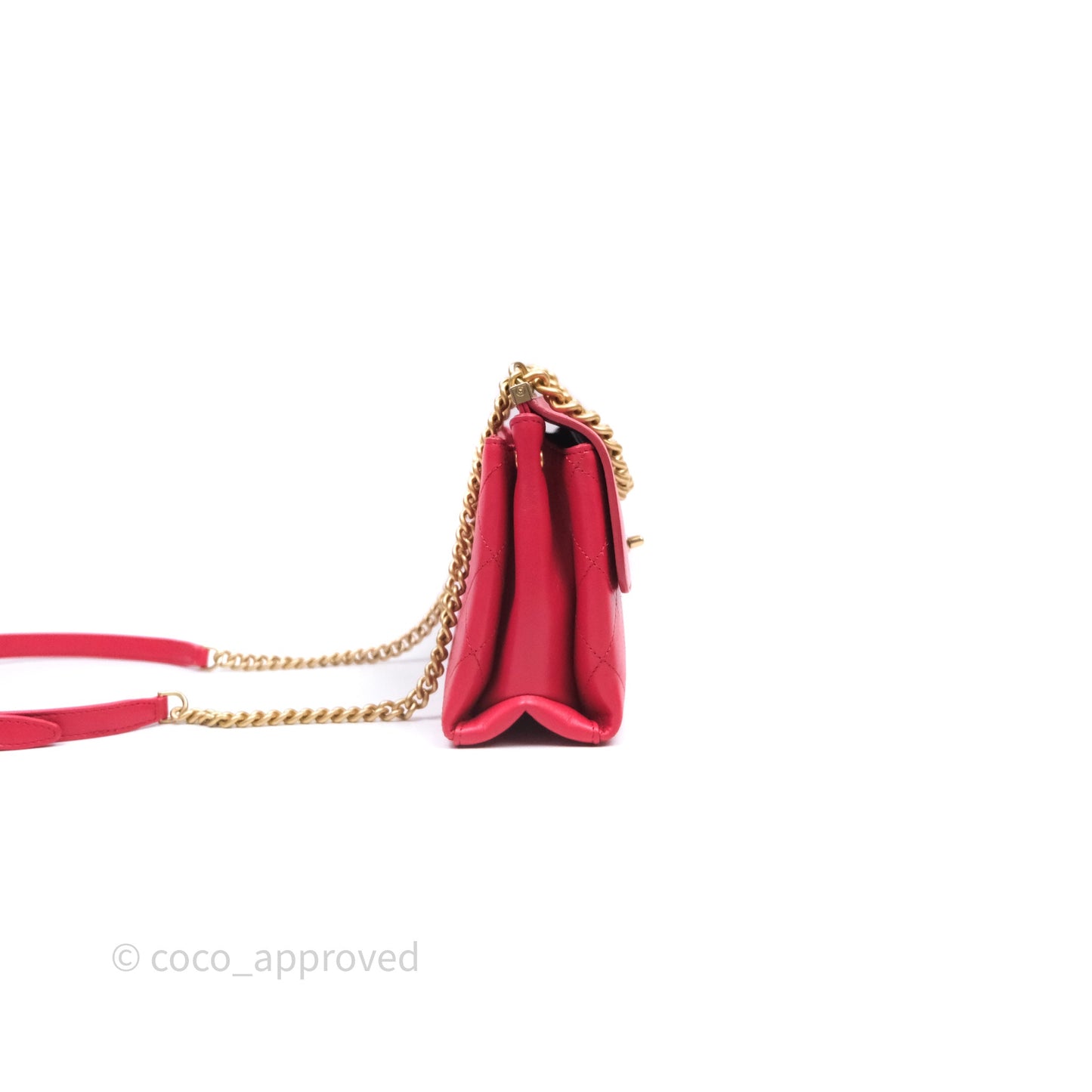 Chanel Small Coco Luxe Flap Bag Red Calfskin Aged Gold Hardware