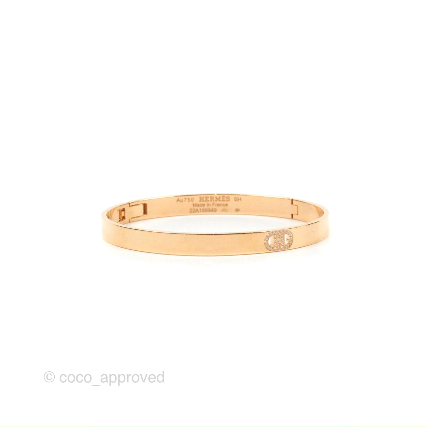Hermès H d'ancre Bracelet Small Model Rose Gold Size SH
