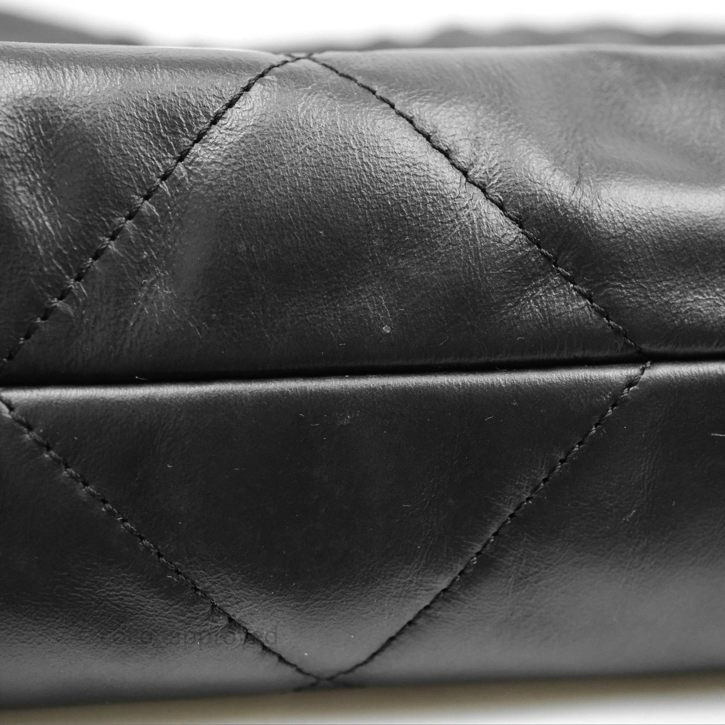 Chanel 22 Bag Medium Black Crumpled Calfskin White Logo Aged Gold Hardware