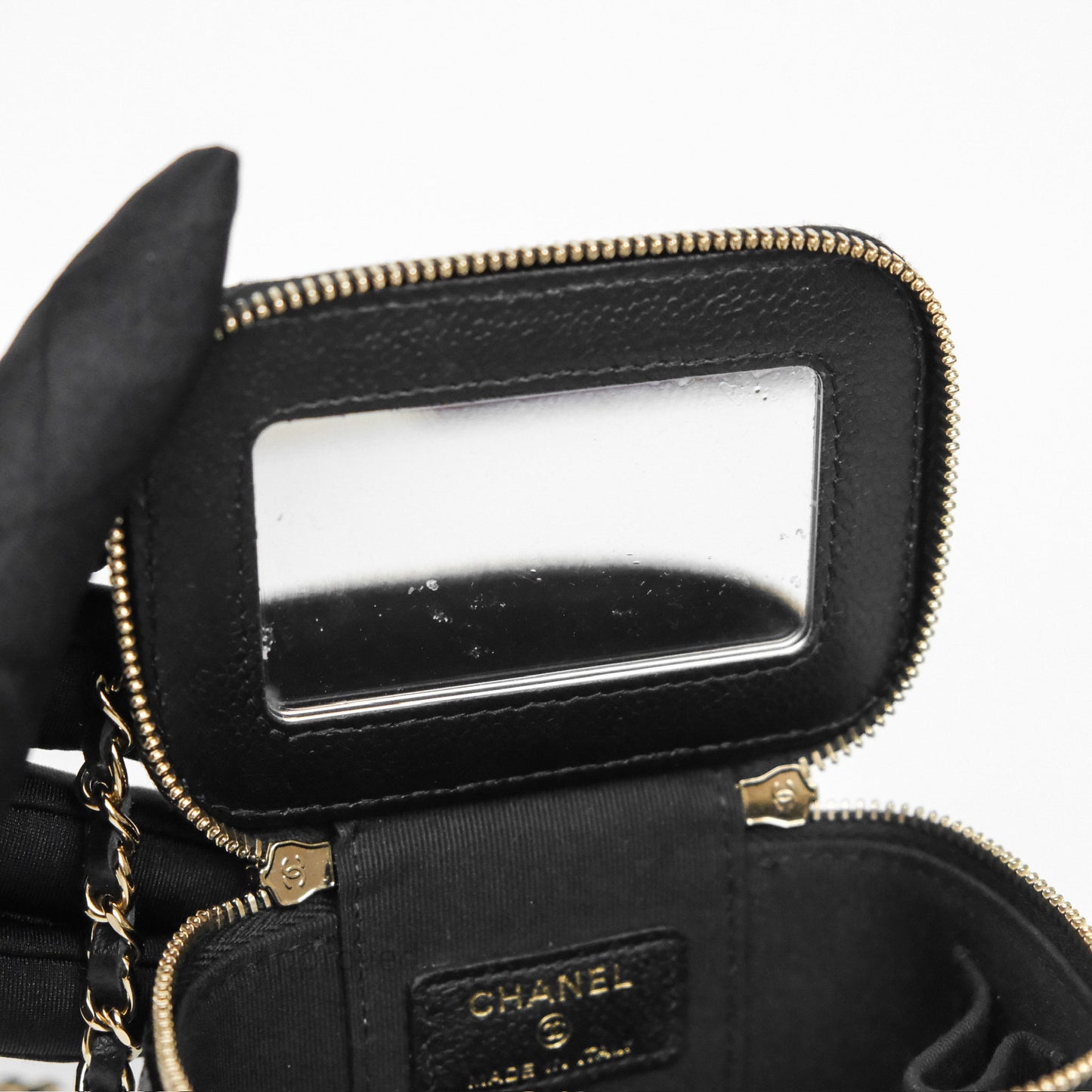Chanel Mini Vanity With CC Chain Black Caviar Gold Hardware