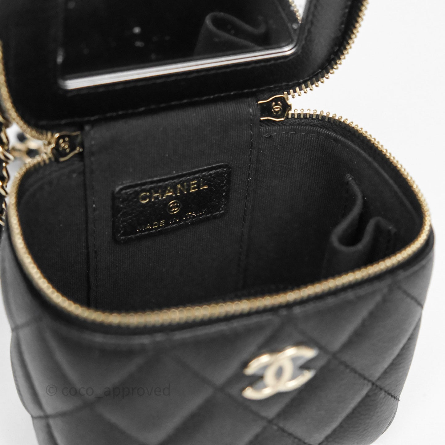 Chanel Mini Vanity With CC Chain Black Caviar Gold Hardware