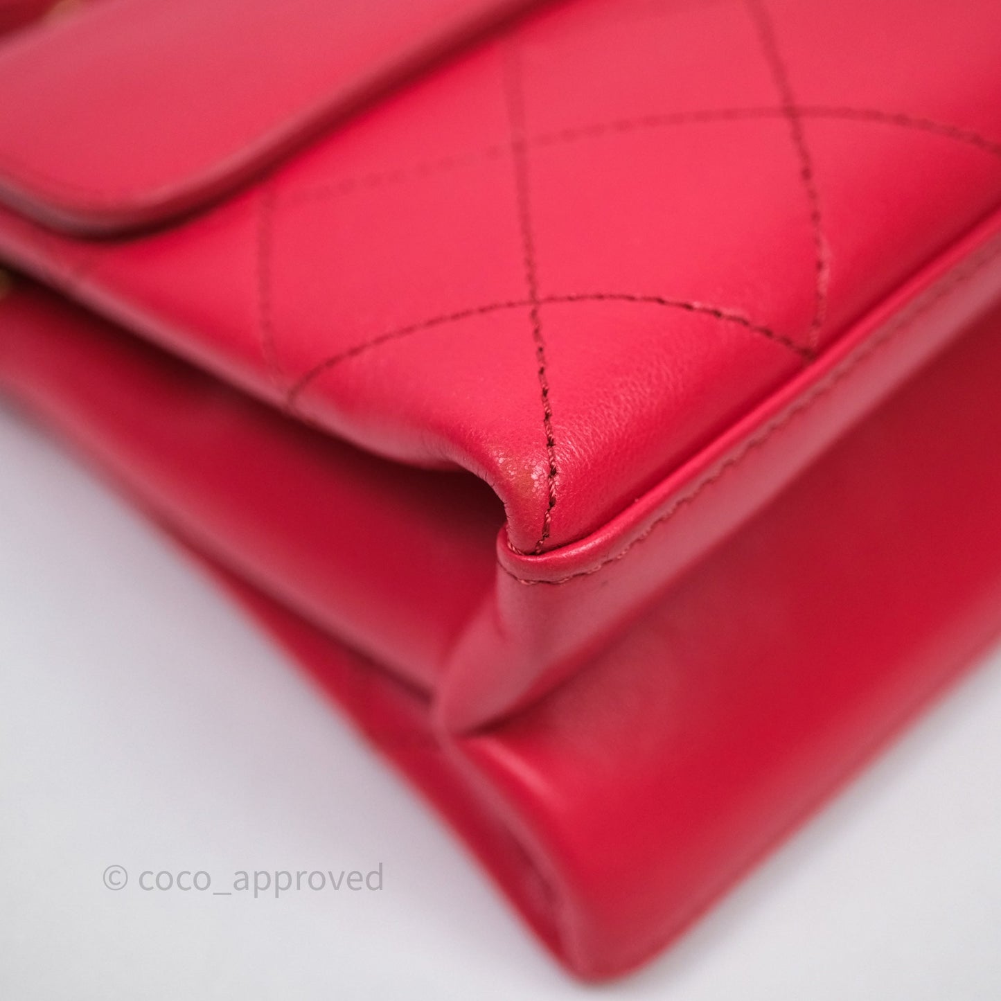 Chanel Small Coco Luxe Flap Bag Red Calfskin Aged Gold Hardware