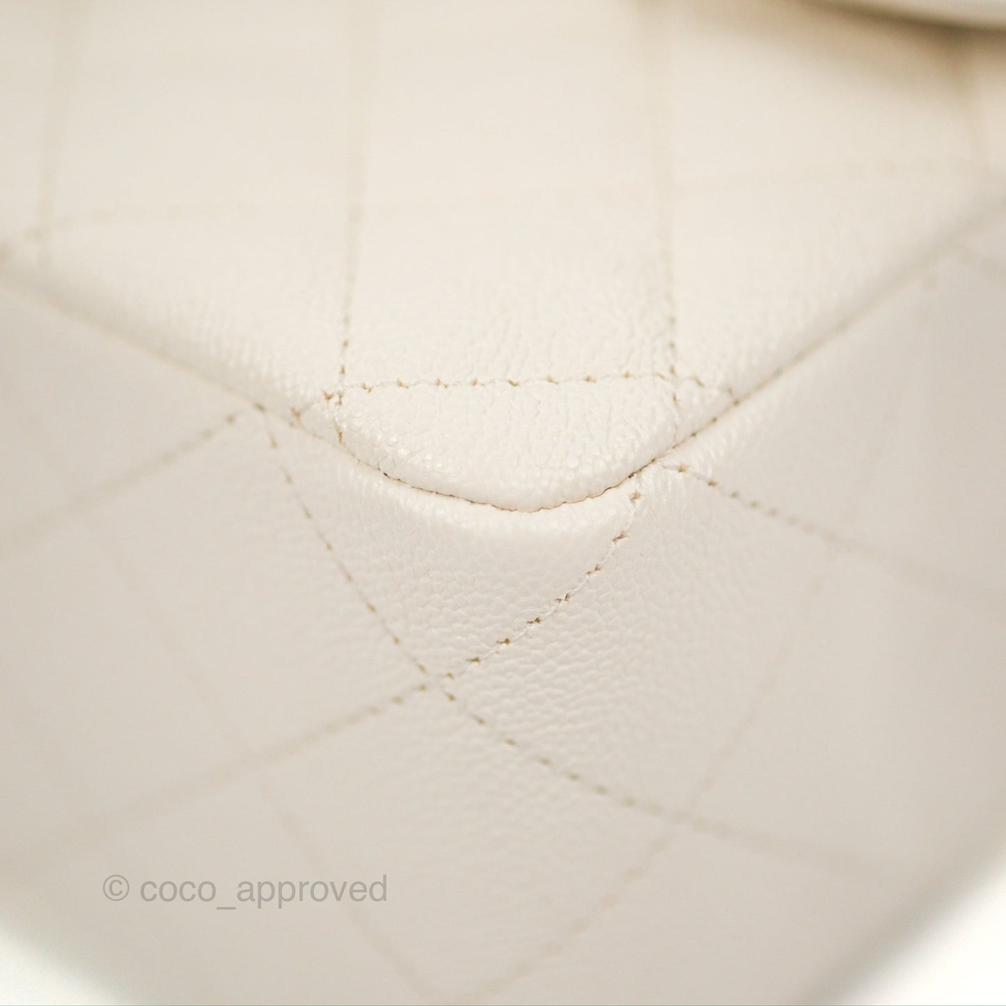 Chanel Top Handle Mini Rectangular Flap Bag White Caviar Aged Gold Hardware