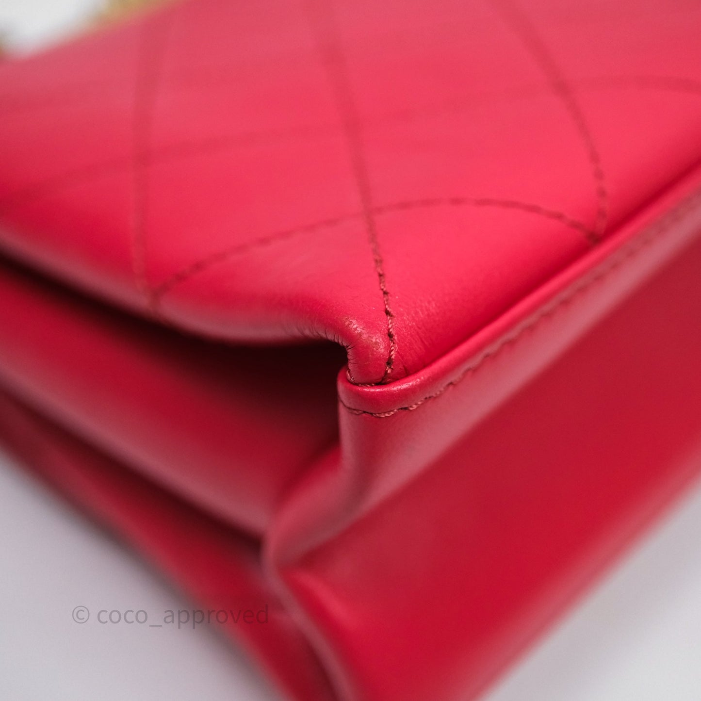 Chanel Small Coco Luxe Flap Bag Red Calfskin Aged Gold Hardware