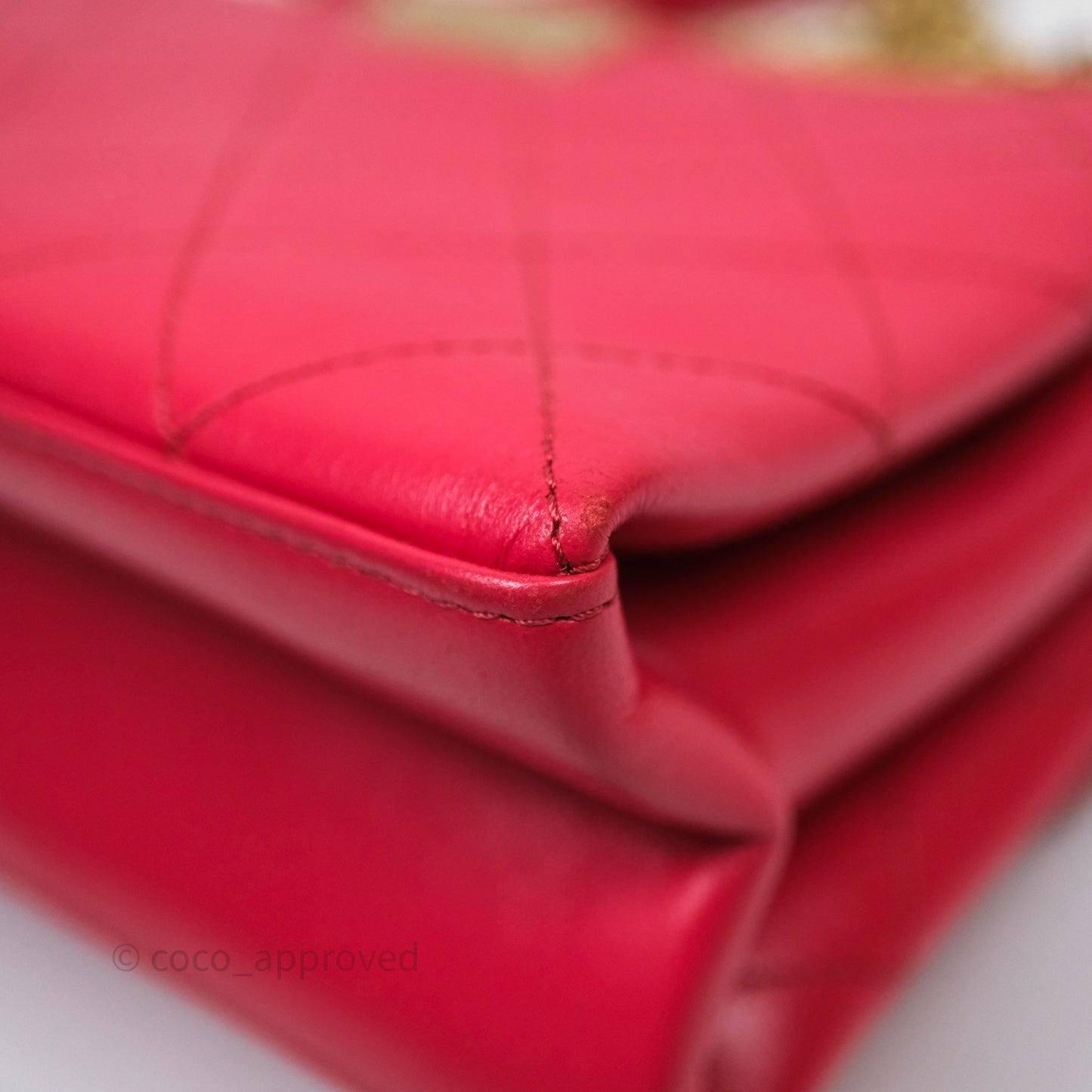 Chanel Small Coco Luxe Flap Bag Red Calfskin Aged Gold Hardware