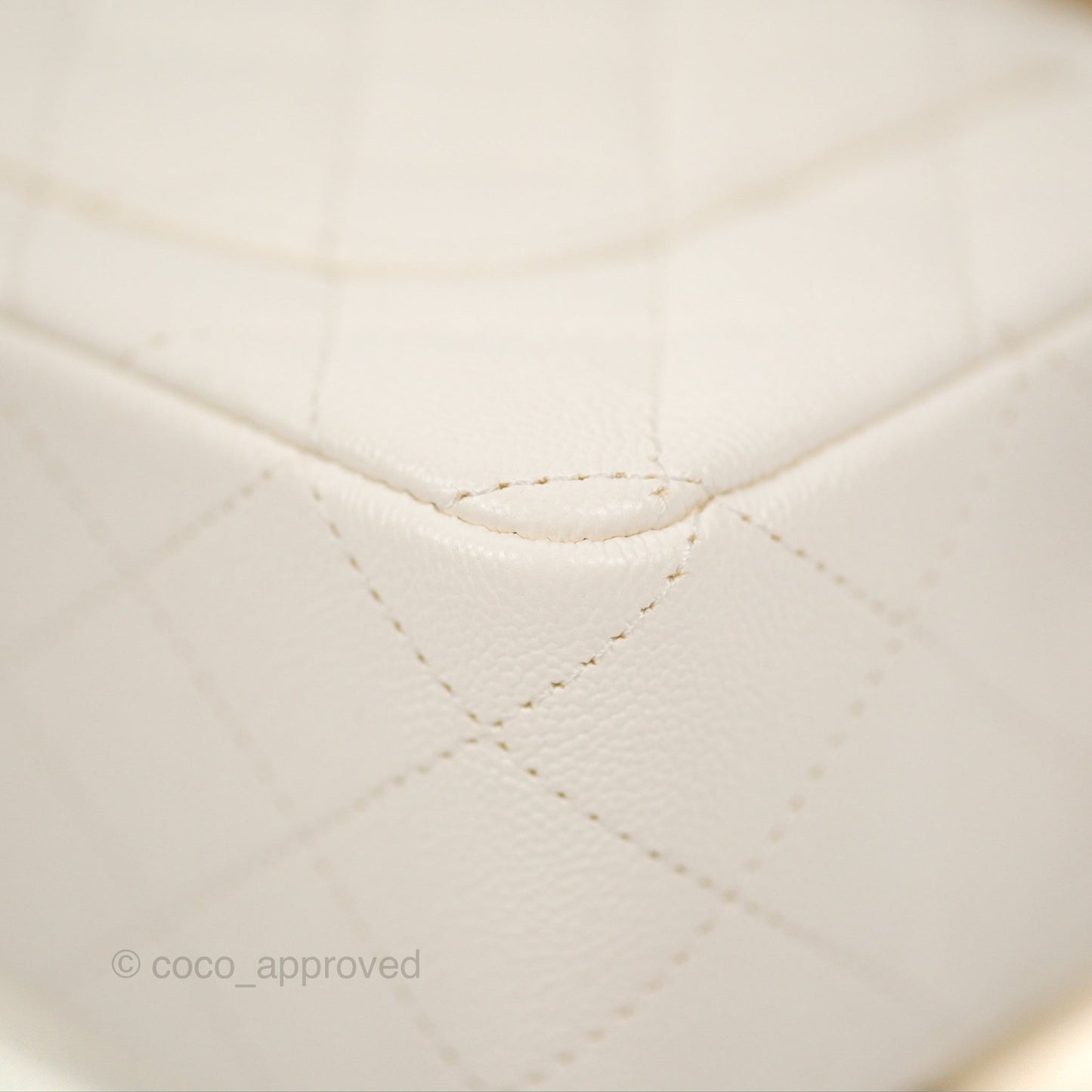Chanel Top Handle Mini Rectangular Flap Bag White Caviar Aged Gold Hardware