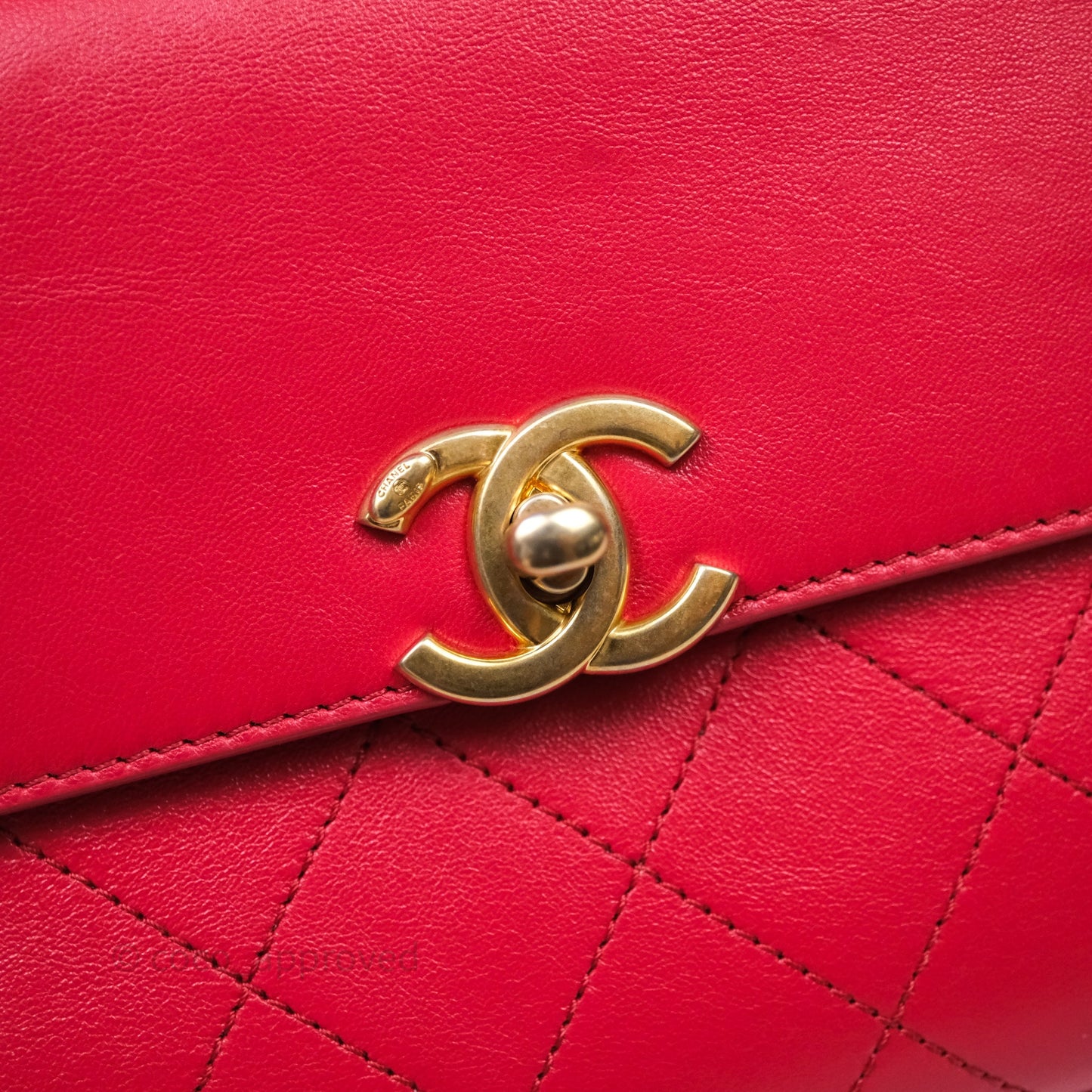 Chanel Small Coco Luxe Flap Bag Red Calfskin Aged Gold Hardware