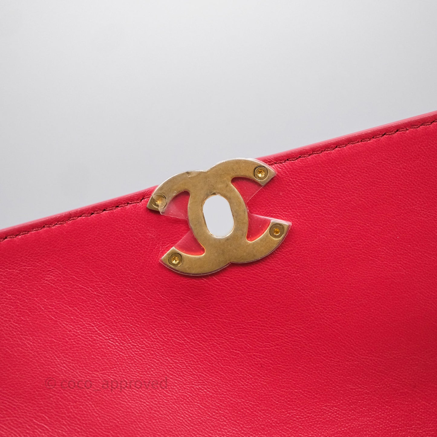 Chanel Small Coco Luxe Flap Bag Red Calfskin Aged Gold Hardware