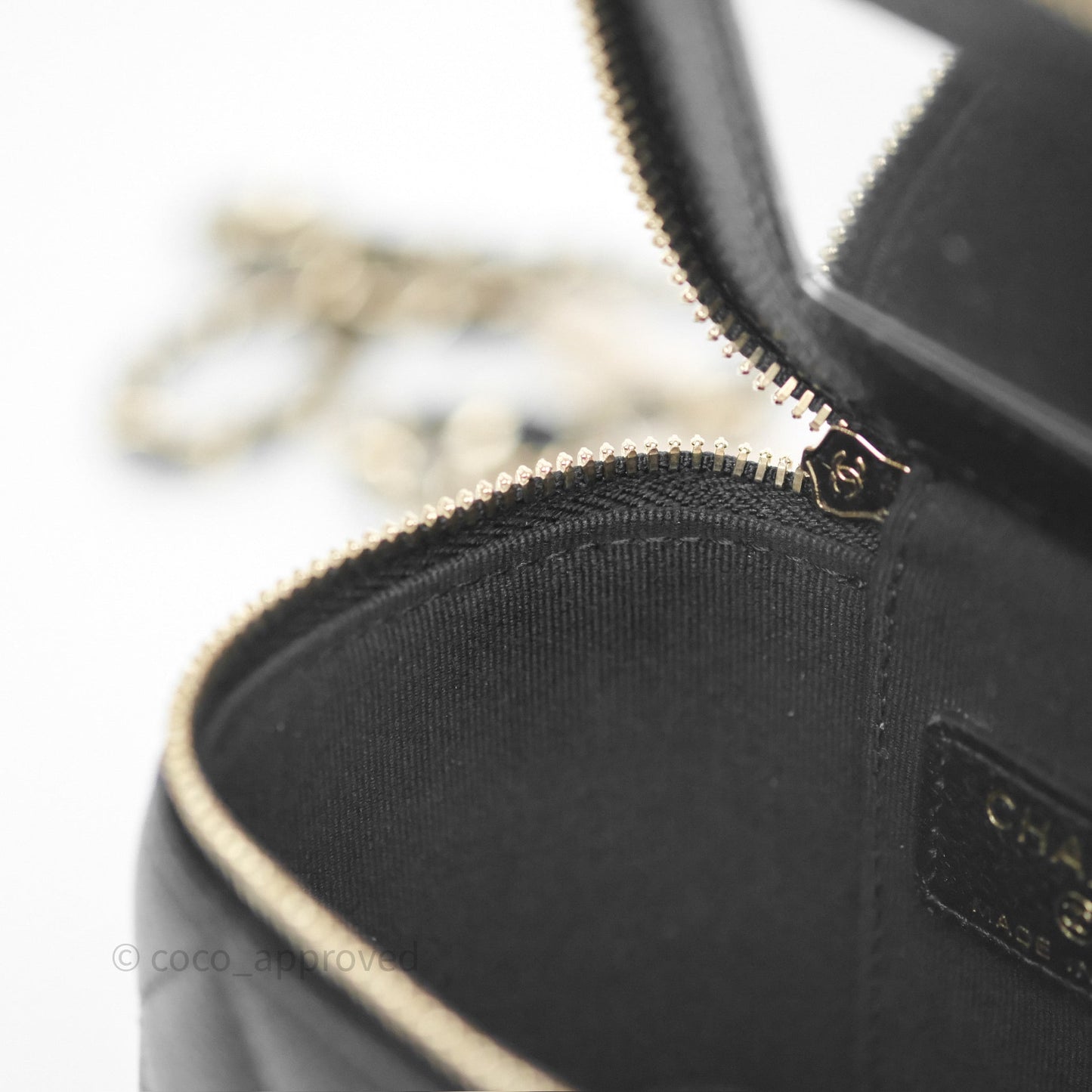 Chanel Mini Vanity With CC Chain Black Caviar Gold Hardware