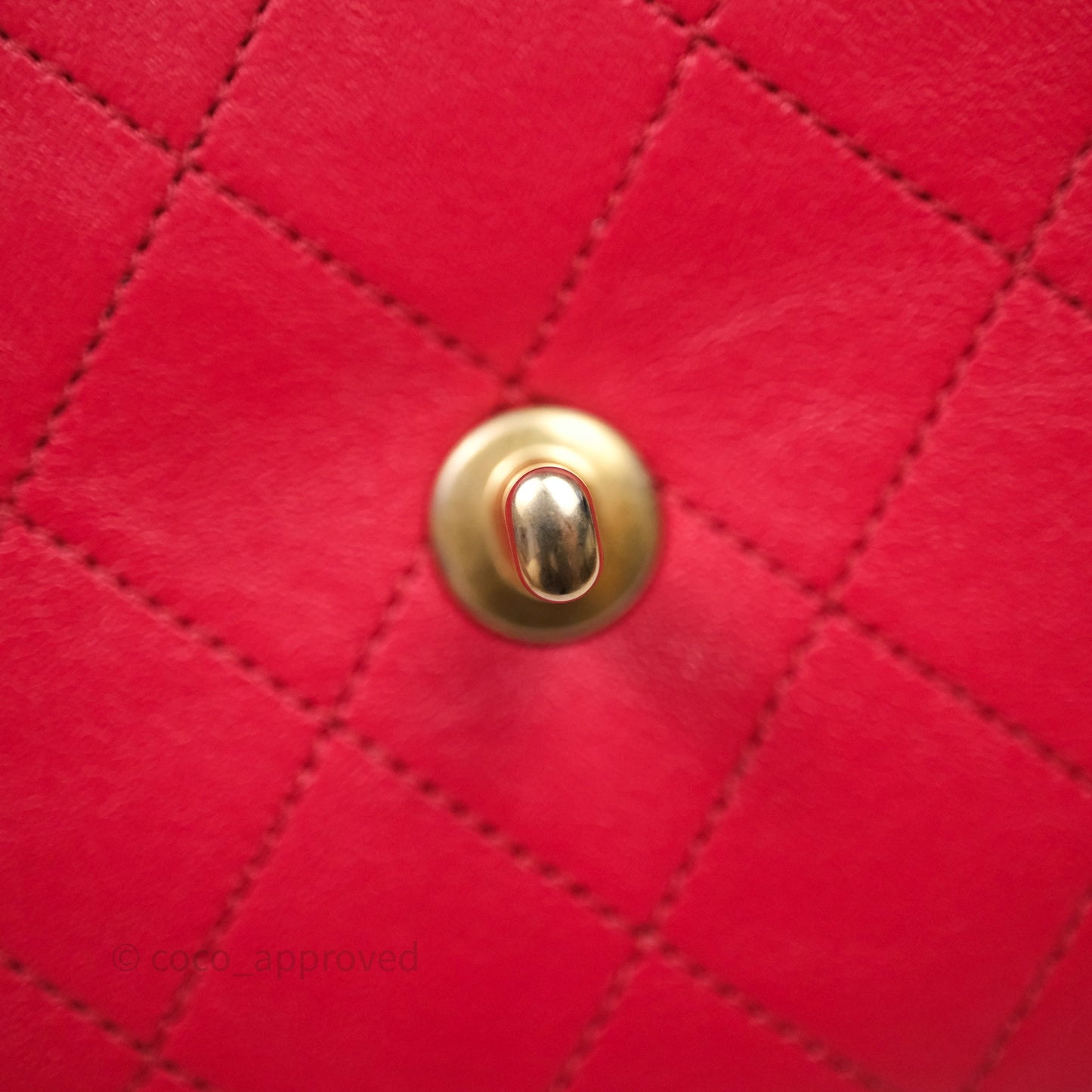 Chanel Small Coco Luxe Flap Bag Red Calfskin Aged Gold Hardware
