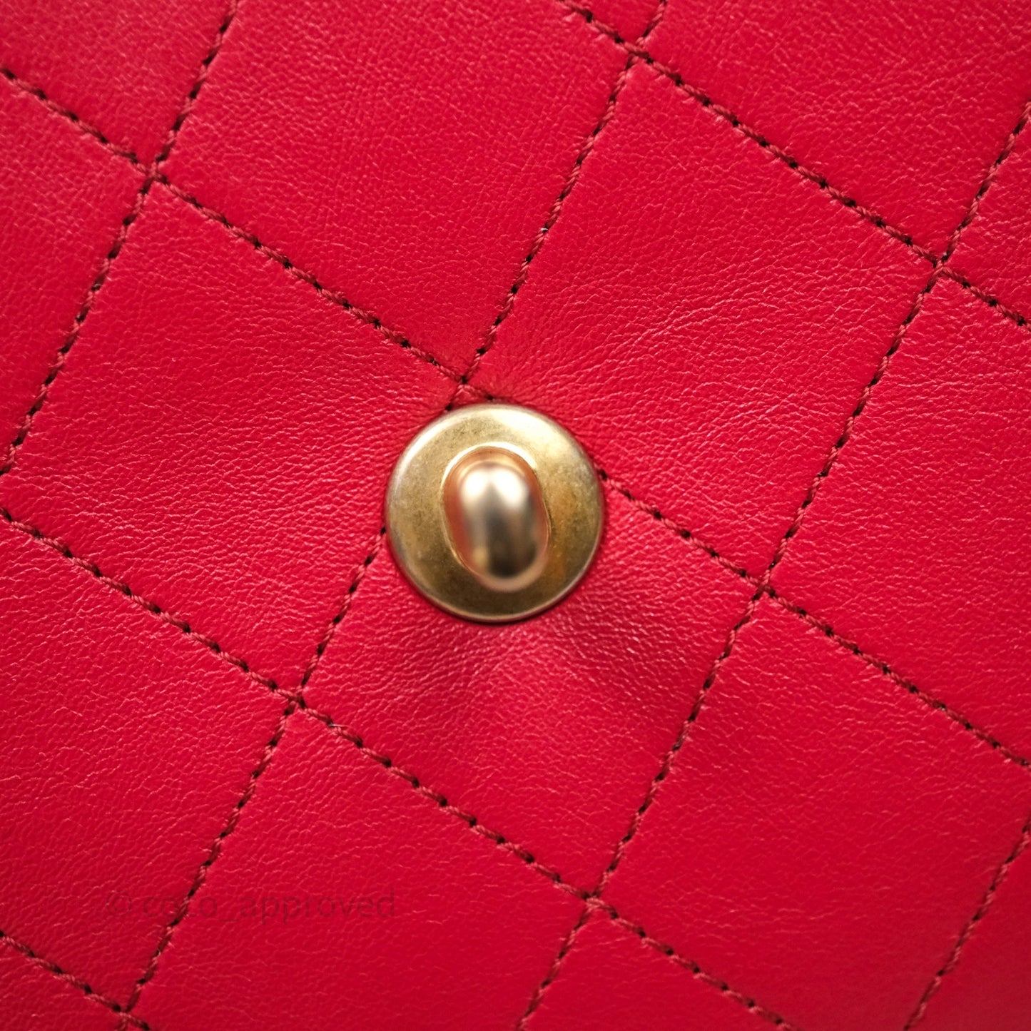 Chanel Small Coco Luxe Flap Bag Red Calfskin Aged Gold Hardware