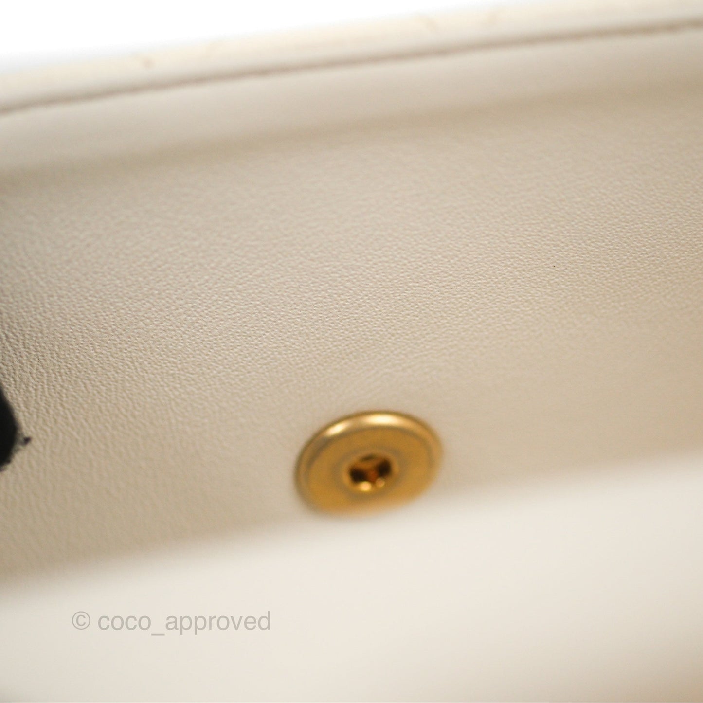 Chanel Top Handle Mini Rectangular Flap Bag White Caviar Aged Gold Hardware