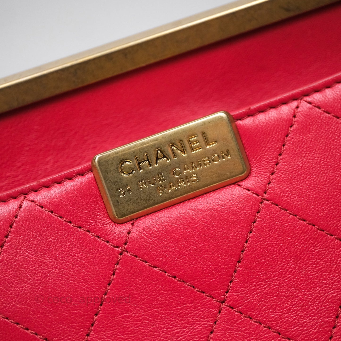 Chanel Small Coco Luxe Flap Bag Red Calfskin Aged Gold Hardware