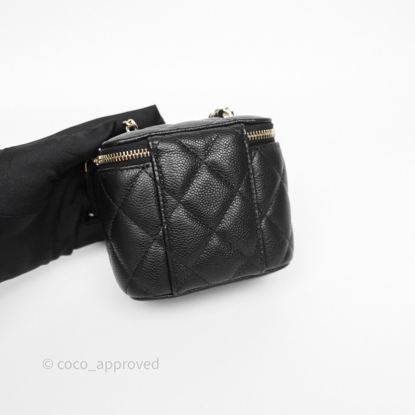 Chanel Mini Vanity With CC Chain Black Caviar Gold Hardware