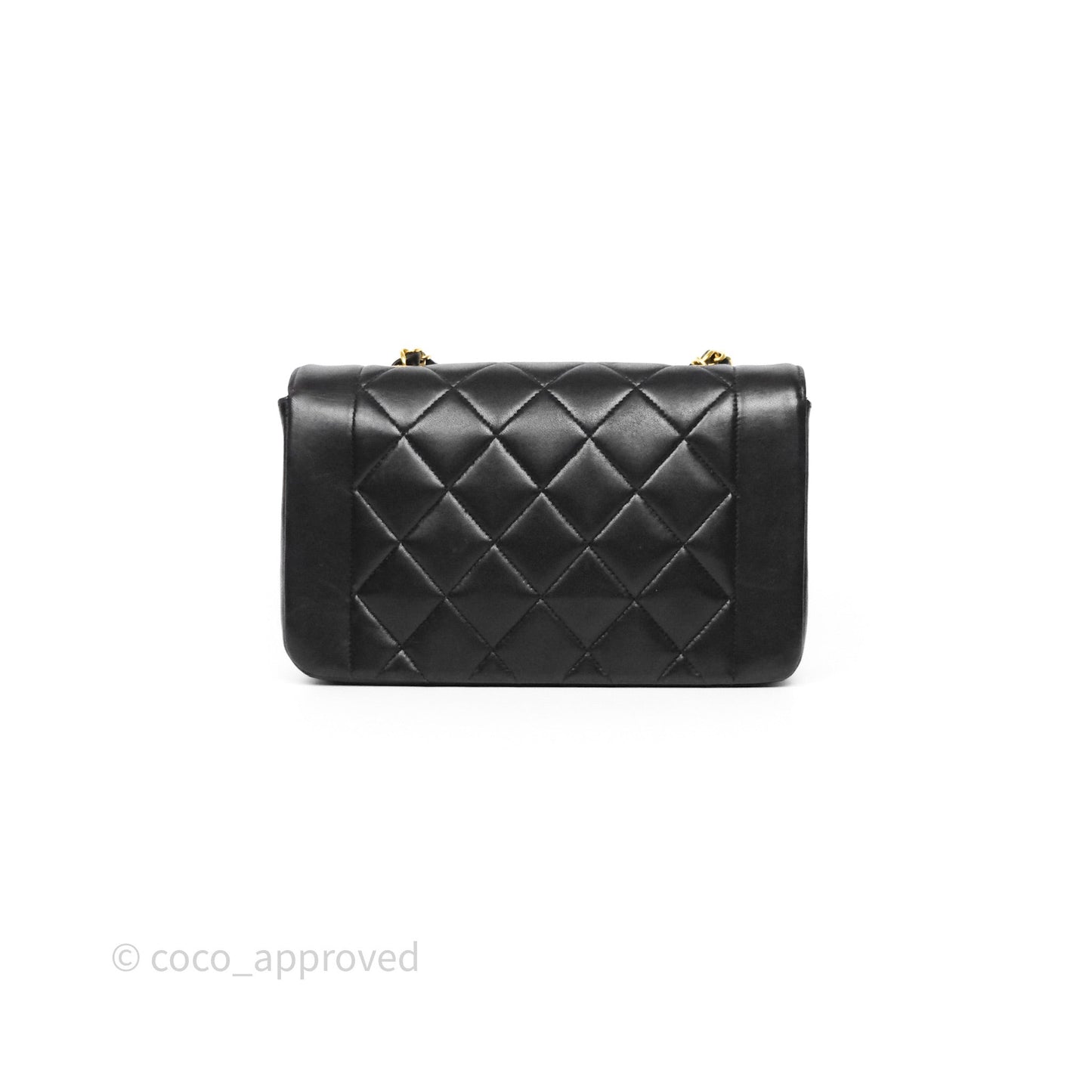 Chanel Vintage Small Diana Bag Quilted Black Lambskin 24K Gold Hardware