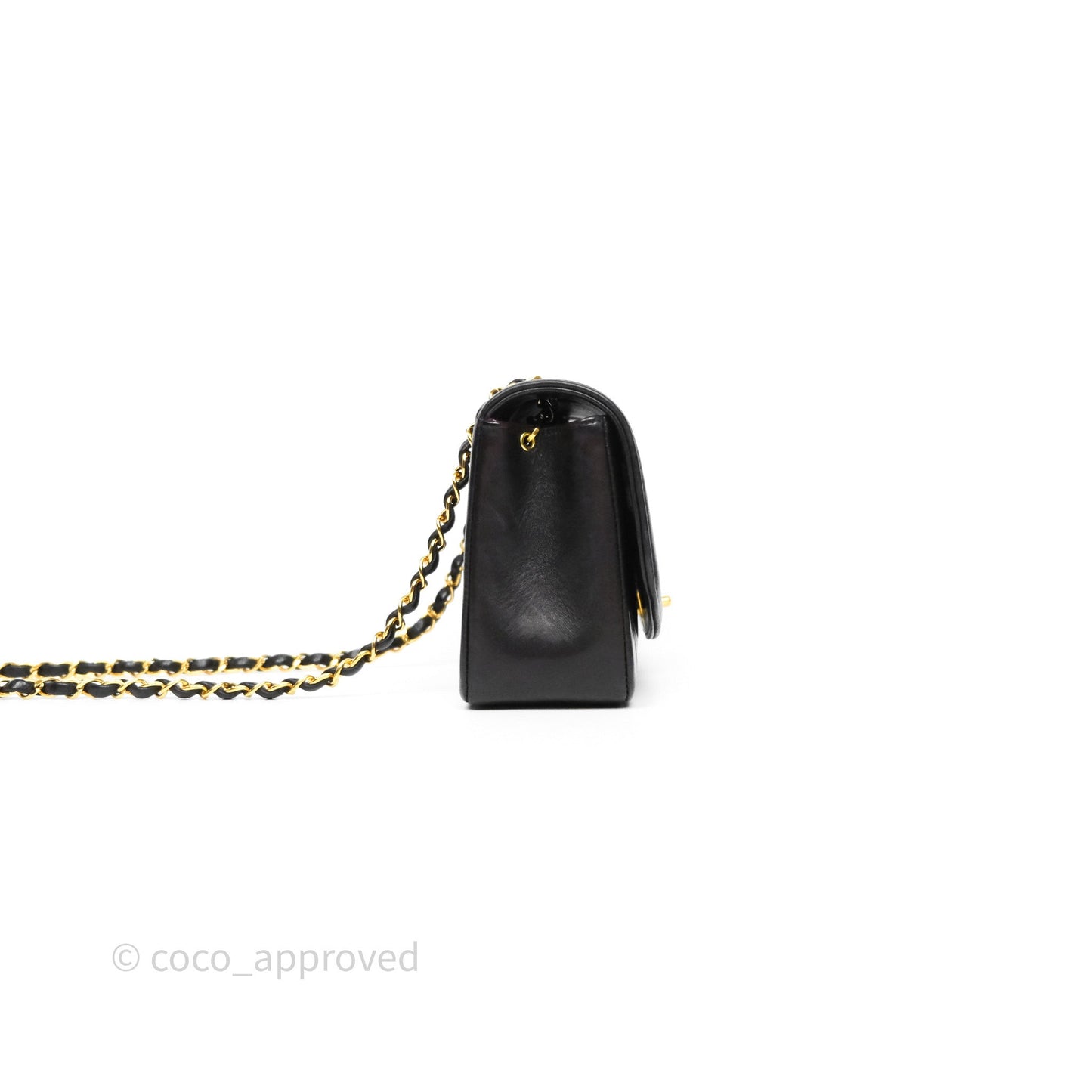 Chanel Vintage Small Diana Bag Quilted Black Lambskin 24K Gold Hardware