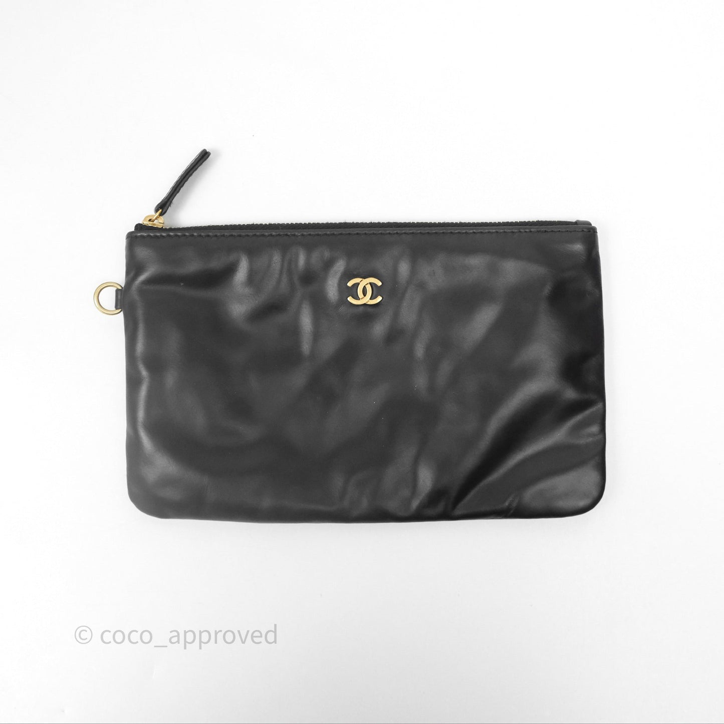 Chanel 22 Bag Medium Black Crumpled Calfskin White Logo Aged Gold Hardware
