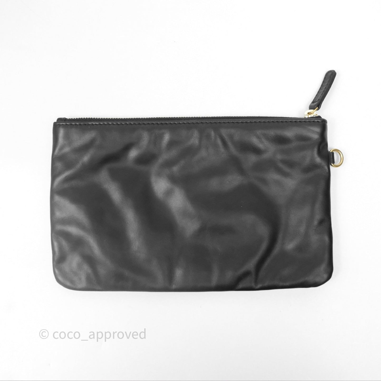 Chanel 22 Bag Medium Black Crumpled Calfskin White Logo Aged Gold Hardware