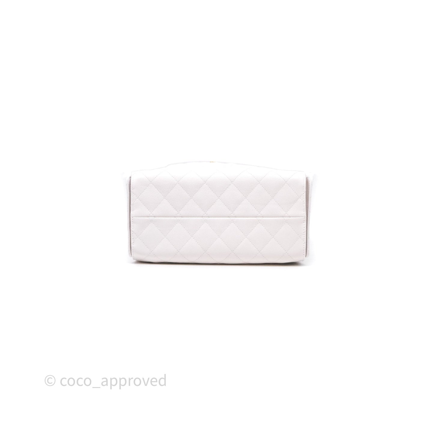 Chanel 25 Small White Caviar Aged Gold Hardware