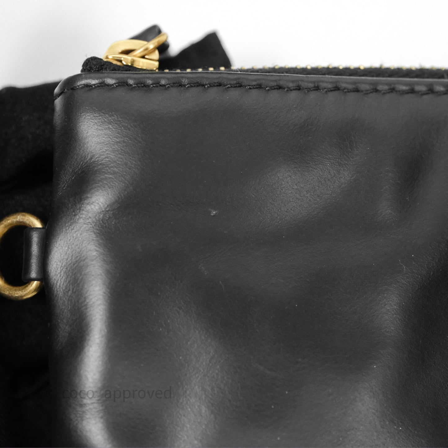 Chanel 22 Bag Medium Black Crumpled Calfskin White Logo Aged Gold Hardware