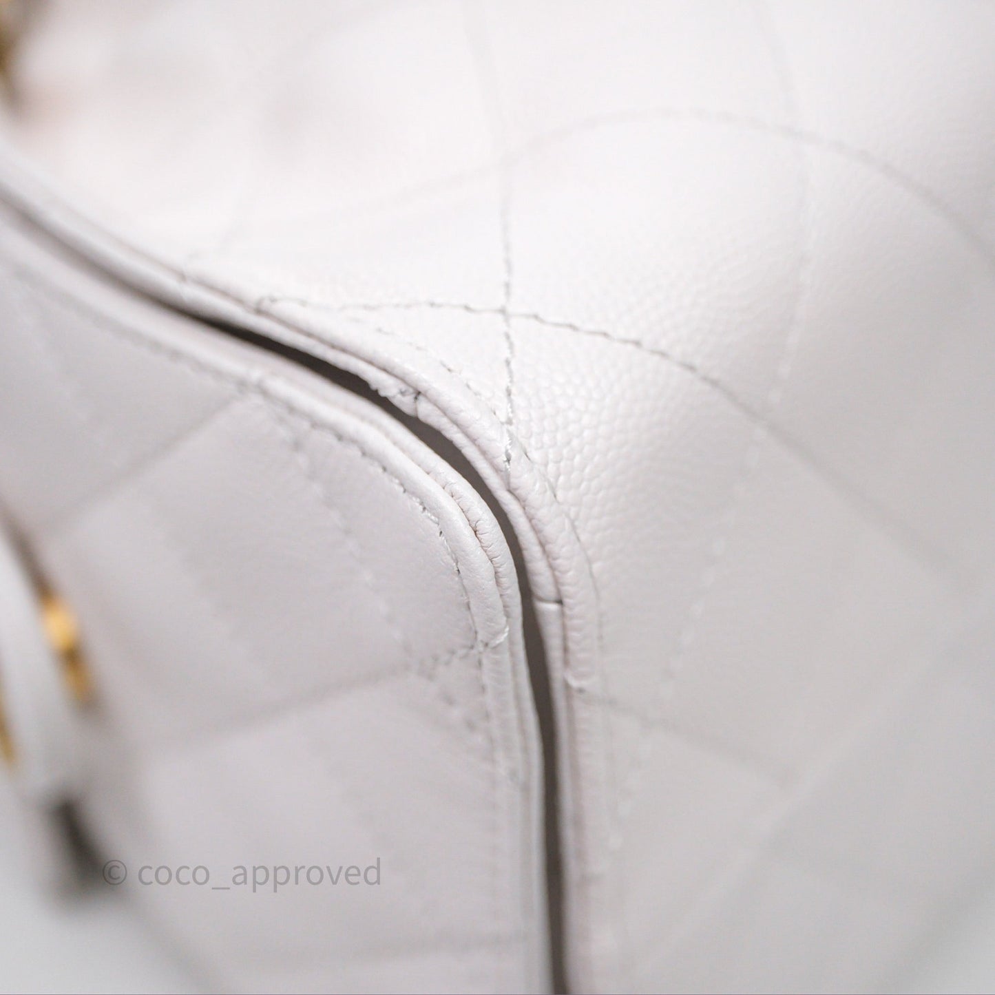 Chanel 25 Small White Caviar Aged Gold Hardware