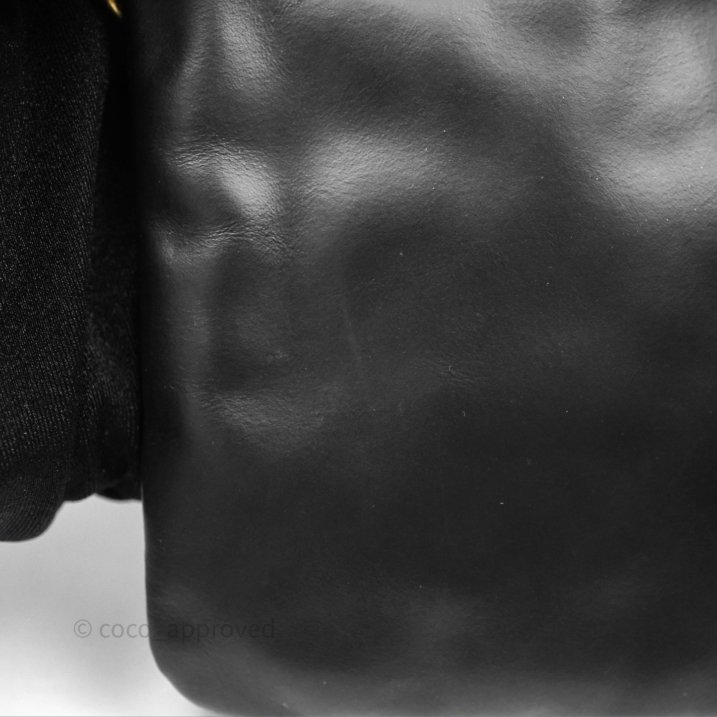 Chanel 22 Bag Medium Black Crumpled Calfskin White Logo Aged Gold Hardware