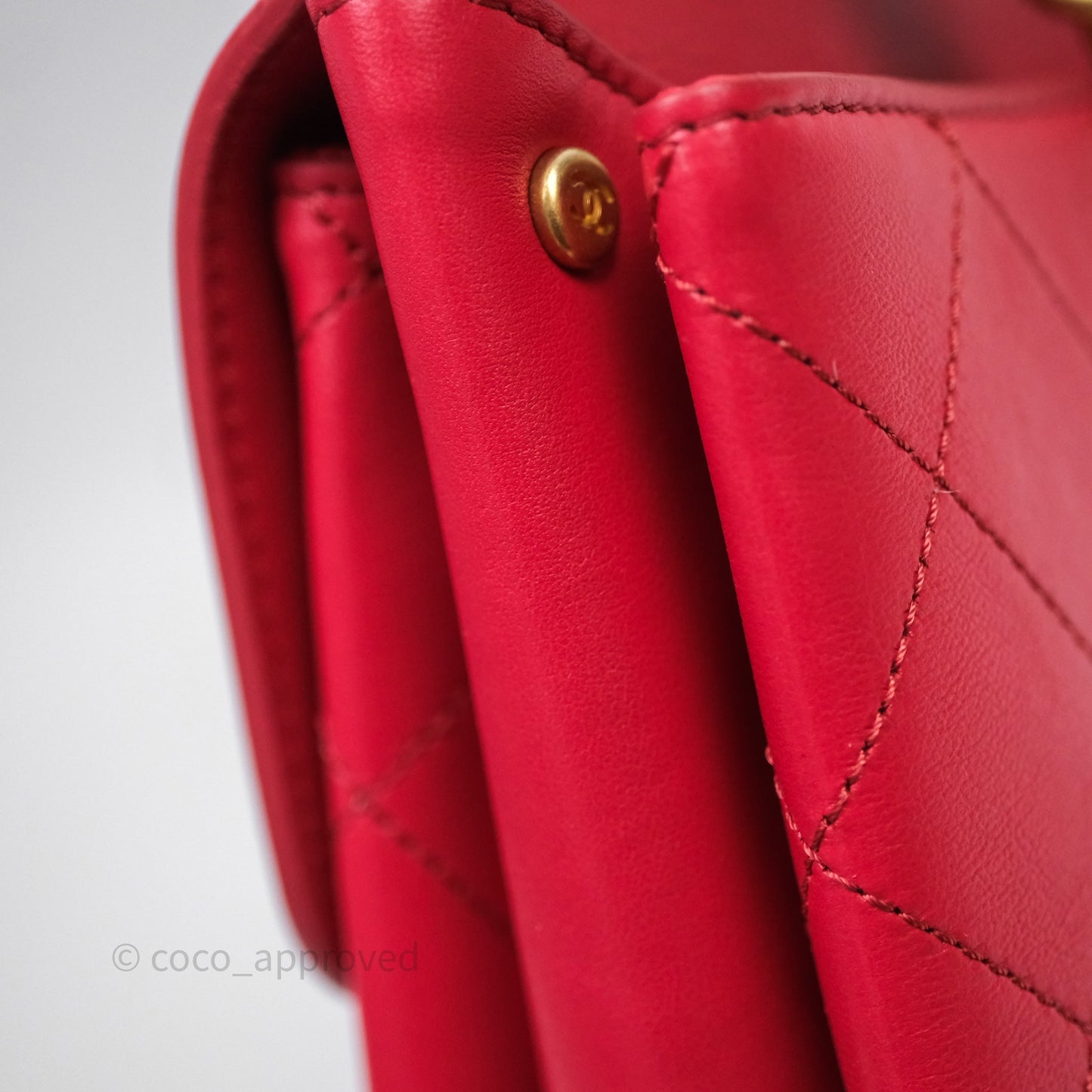 Chanel Small Coco Luxe Flap Bag Red Calfskin Aged Gold Hardware